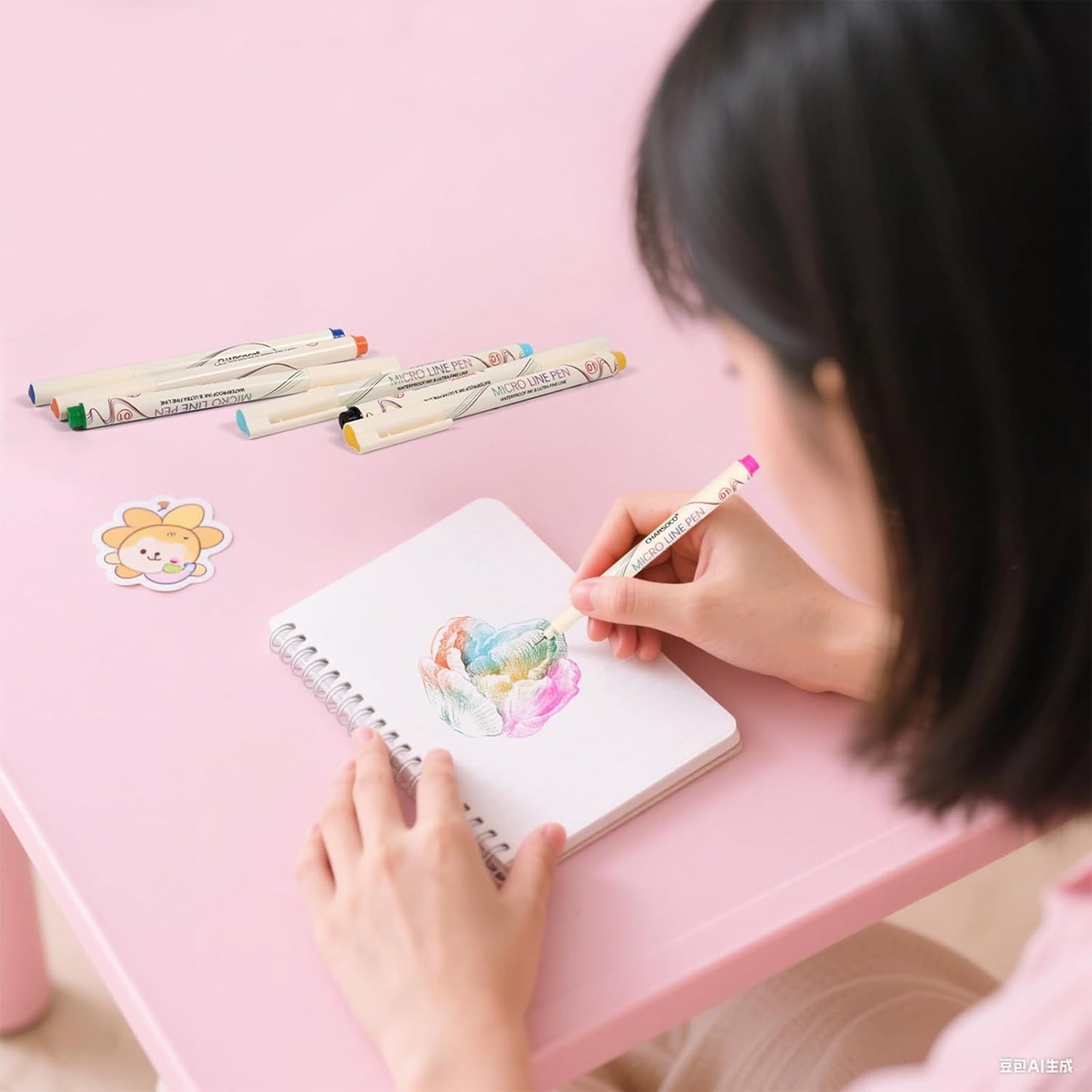 01 Micro Fine Point Pen Set - 12 Waterproof Archival Ink Colors, 0.25mm Fineliner Pens for Art Illustrations, Sketching, Anime, Manga, Technical Drawings & Scrapbooking