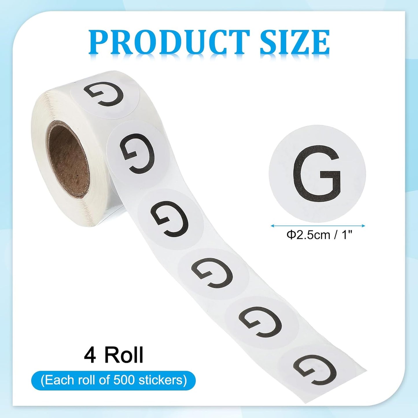 PATIKIL 1" Letter G Stickers, 4 Rolls Self-Adhesive Alphabet Round Circle Dots Labels for Organization Storage Inventory Boxes Scrapbook Craft 2000 Pcs Total