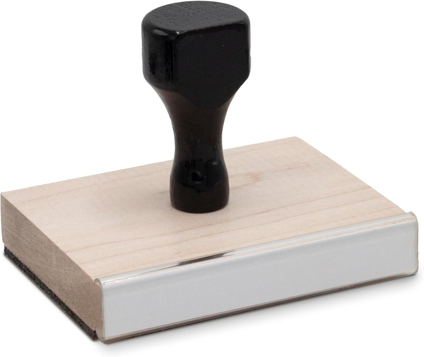 Infusion Custom Text Traditional Wood Stamp with Plastic Handle, 4" x 5"