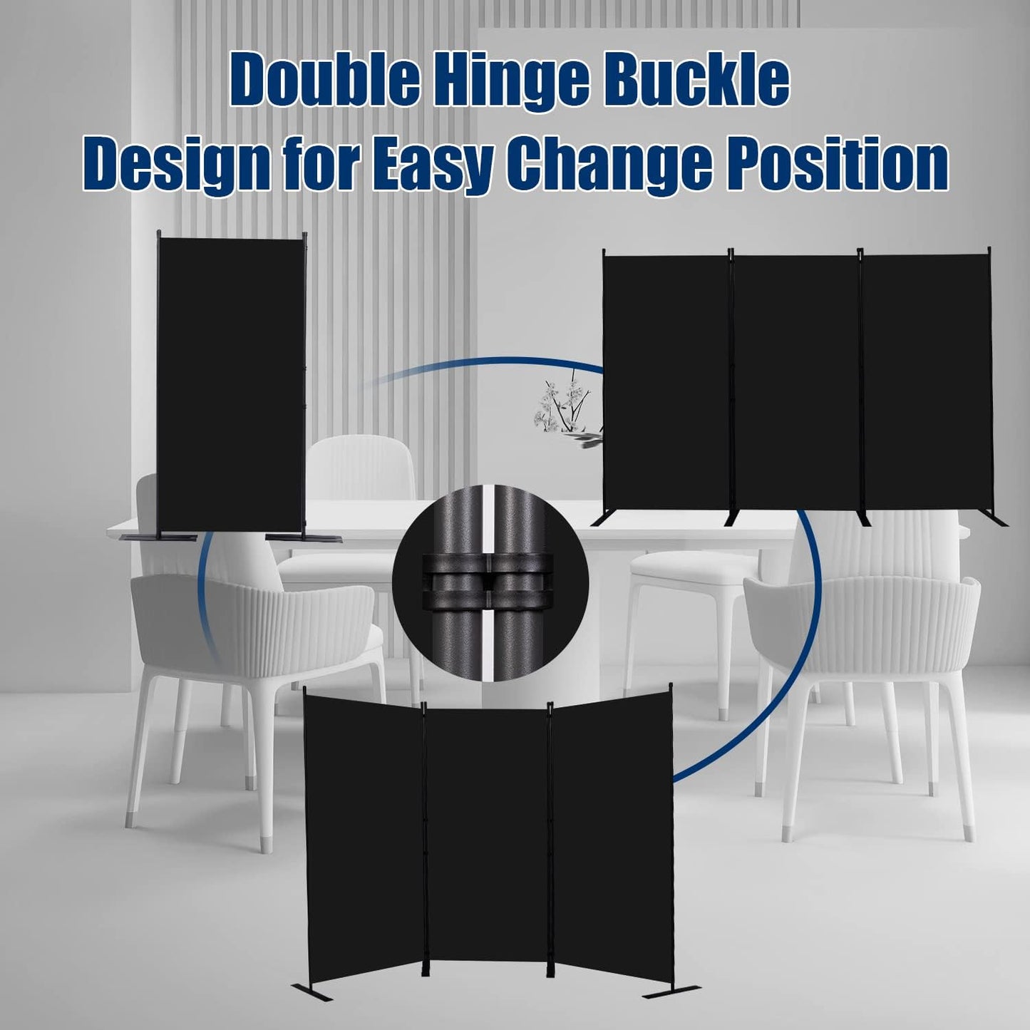 Room Divider 6FT Portable Room Dividers and Folding Privacy Screens, 102'' W Fabric Divider for Room Separation, 3 Panel Partition Room Dividers Freestanding Wall Divider Screen for Dorm Studio Office