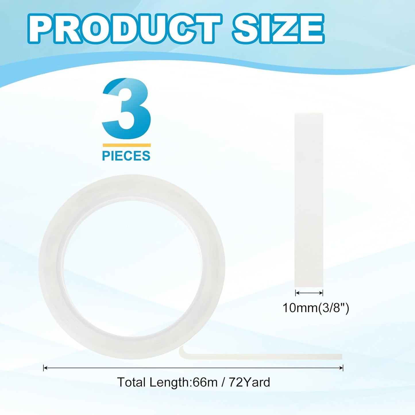 MECCANIXITY Whiteboard Tape 3/8" x 72 Yard Pinstripe Graphic Chart Line Grid Marking Tapes for Classroom Office Dry Erase Board Art, Clear, Pack of 3