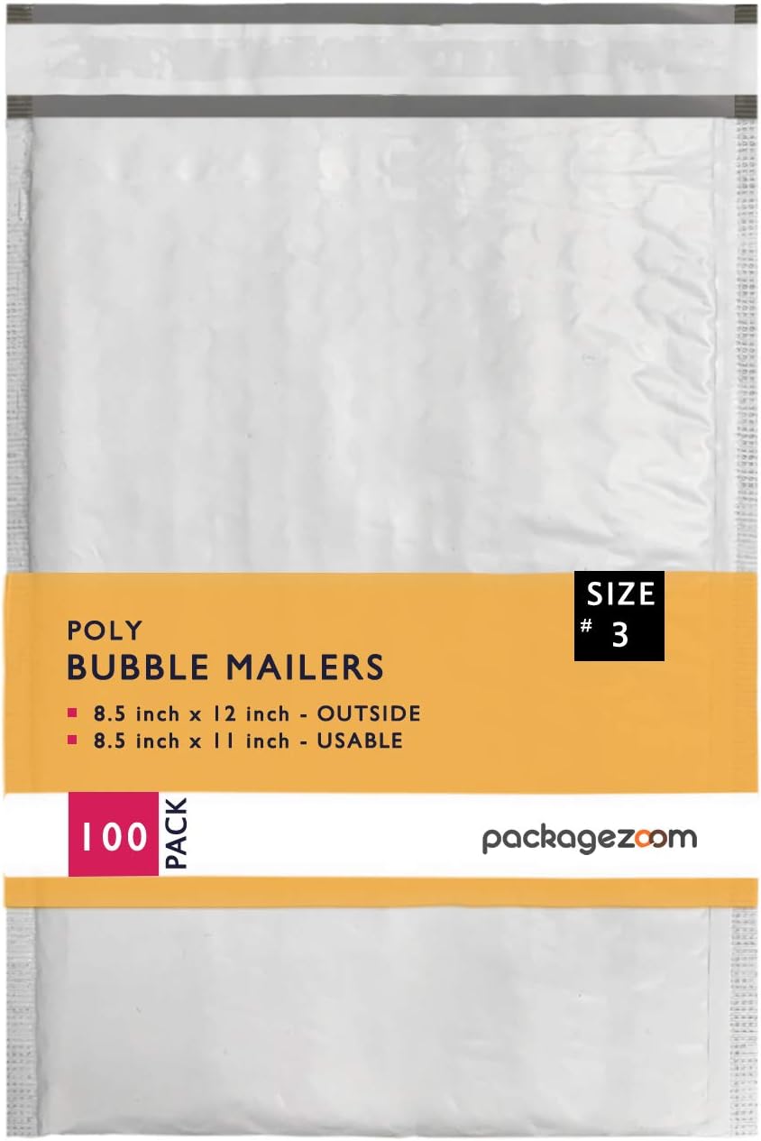 8.5x14.5 inches Poly Bubble Mailer Self Seal Bubble Shipping Envelopes 2.5 Mil 100 Pack