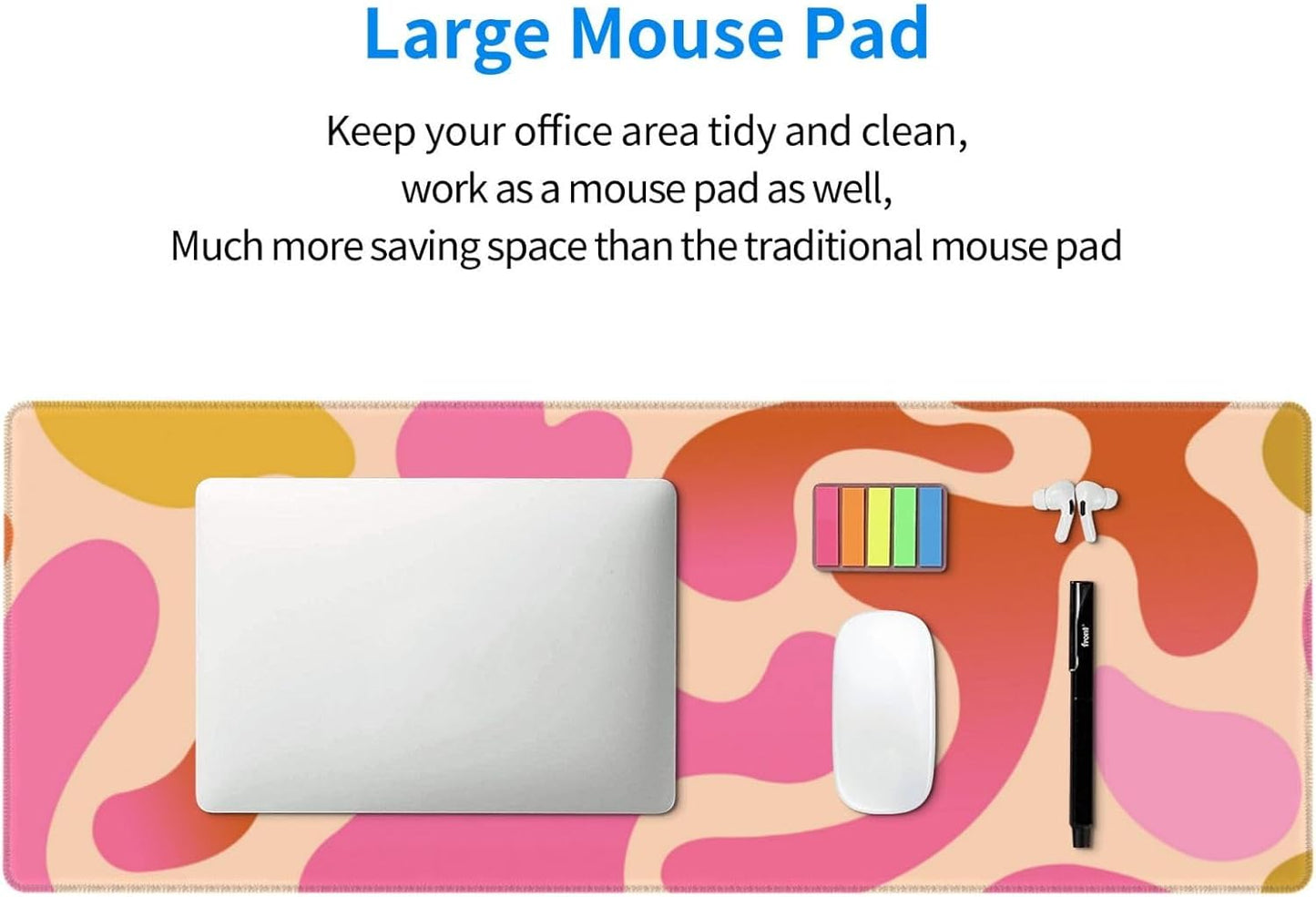 Extended Gaming Mouse Pad, Large Gaming Mouse Waterproof with Stitched Edges, Non-Slip Desktop Pad for Home and Office, Level Up Your 31.5x11.8 Inch… (Abstract Painting)