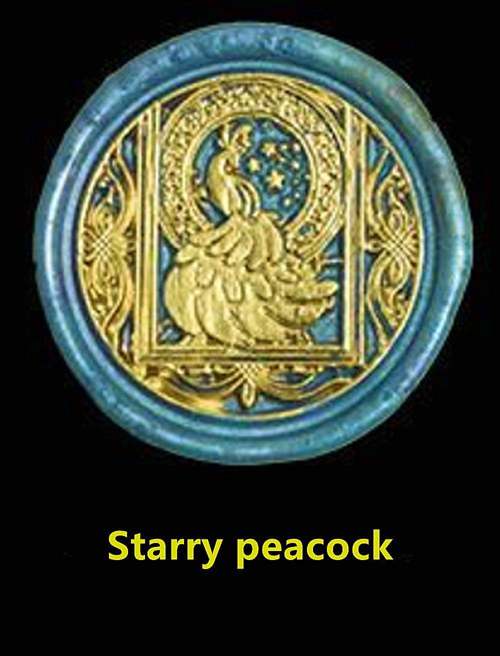 Starry Peacock Wax Sealing Stamp with Removable Brass Head Wooden Handle - Retro Vintage Animal Sealing Wax Stamp for Letter Cards Invitations