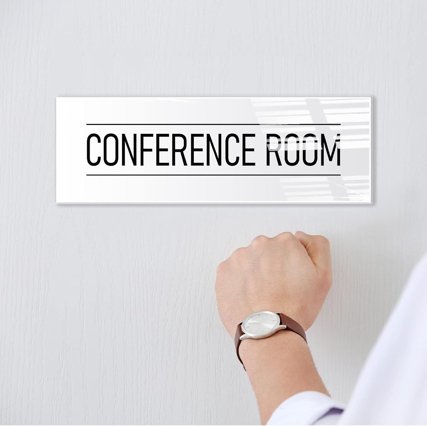 Conference Room Sign White 9x3 Inch - Indoor Self Adhesive Door Wall Sign Minimalism Design