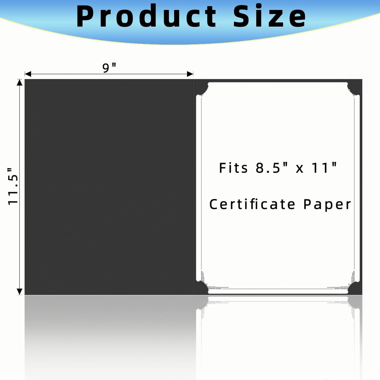 30 Packs Black Certificate Holders, Graduation Diploma Holders Gold Foil Border, 350gsm Certificate Covers for Letter Size 8.5x11 Certificates, Cardstock, Diploma, Award, Document Papers