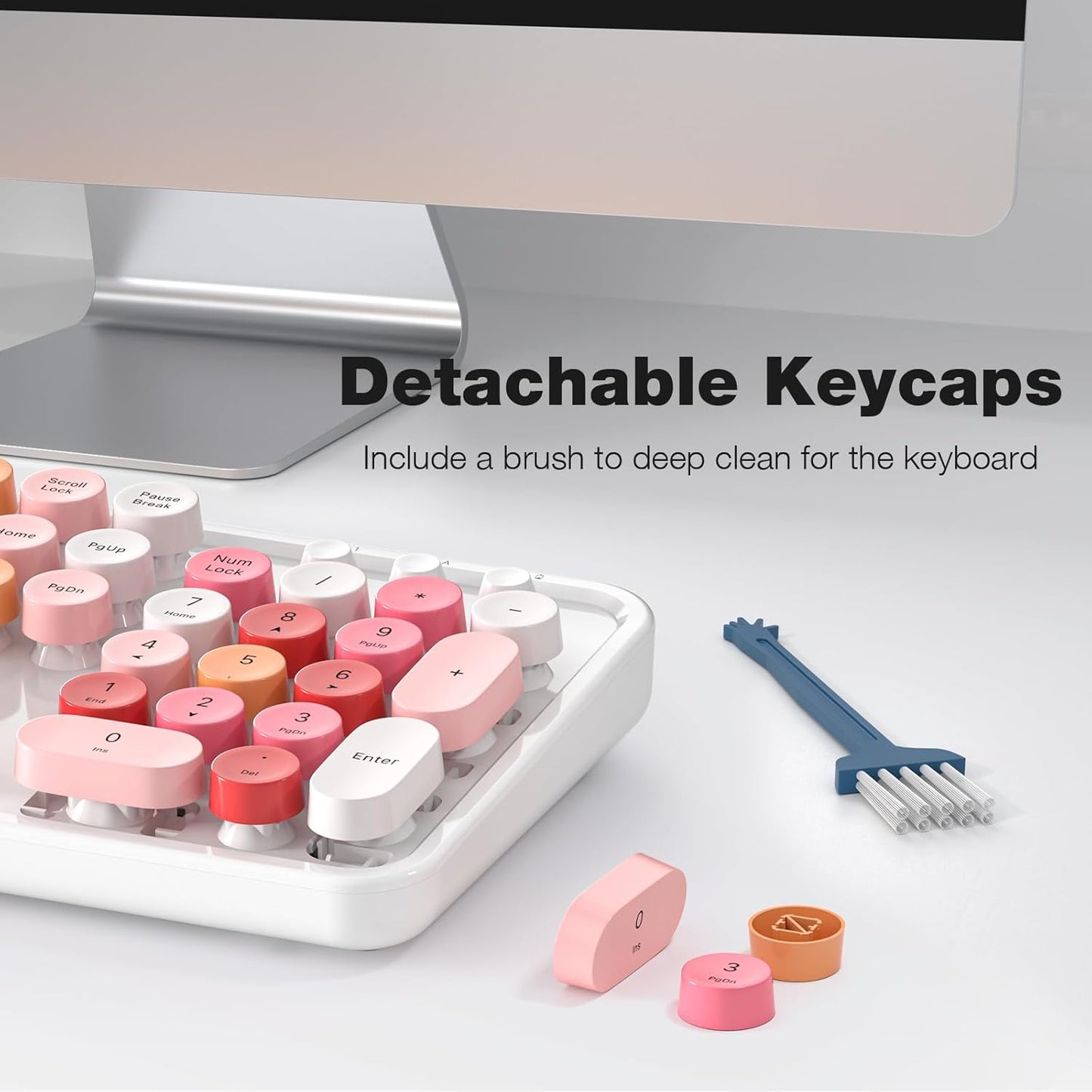 MOFII Wireless Keyboard and Mouse Combo,2.4GHz Retro Full-Size Wireless Keyboard with Number Pad and Cute Wireless Mouse for Computer PC Desktops Laptop WindowsxP/7/8/10 (Lipstick Colorful)