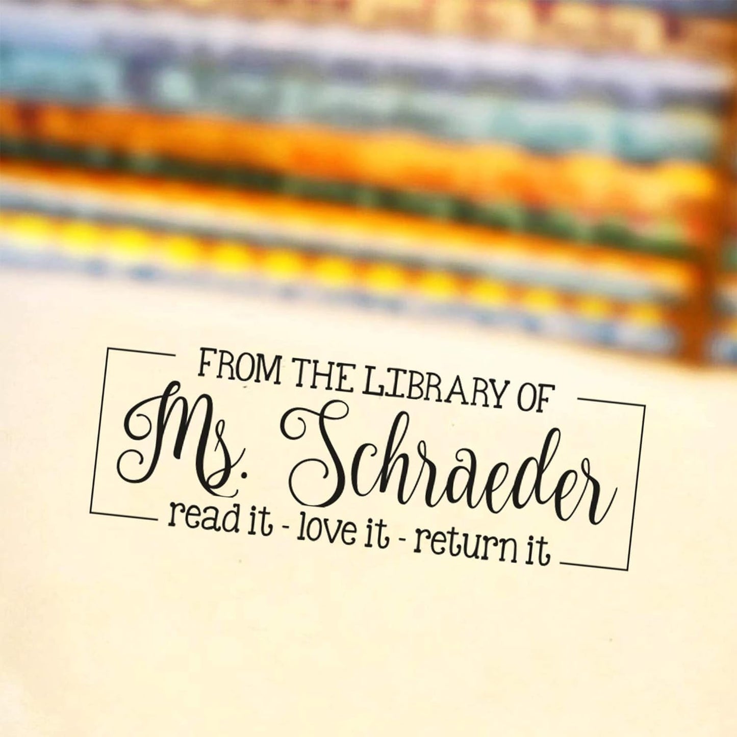 Custom Self-Inking Stamps | 49 Designs | Fun Phrases | Grading Made Easy | Xtra Wide Classroom & Library Book Stamps (from The Library of - Read, Love, Return)