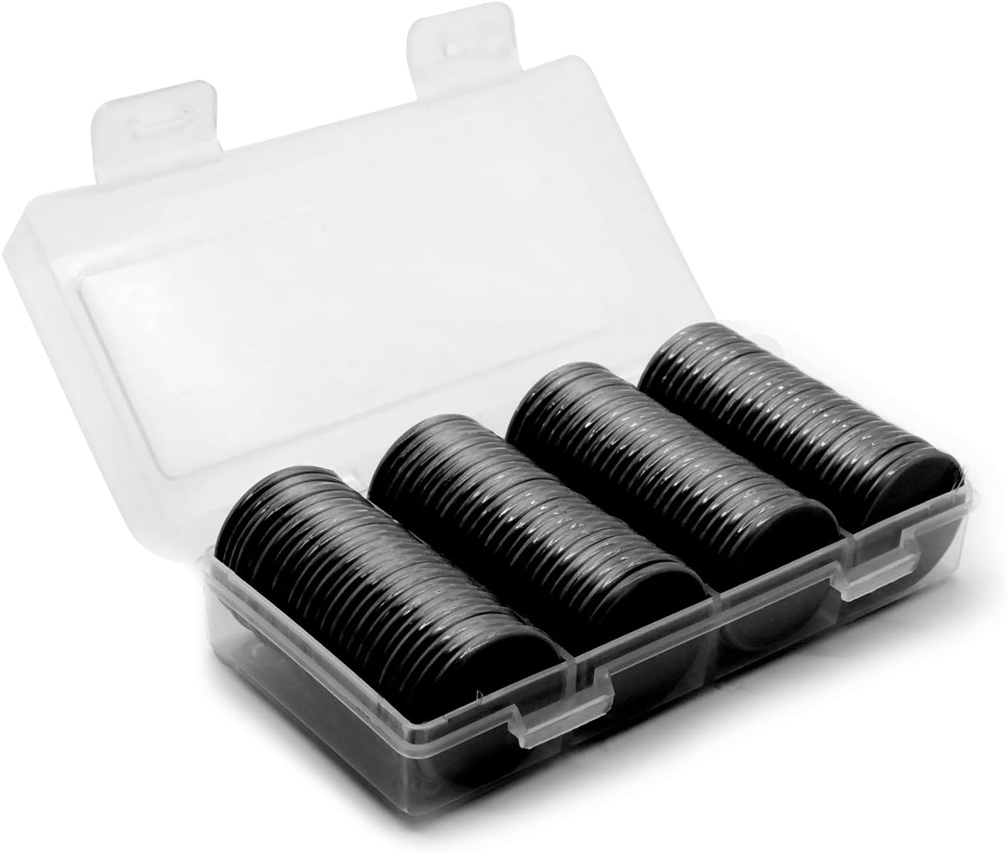 Set of 100 Opaque Plastic Learning Counters Mini Poker Chips Game Tokens with Storage Box (Black, 1.26 Inch)