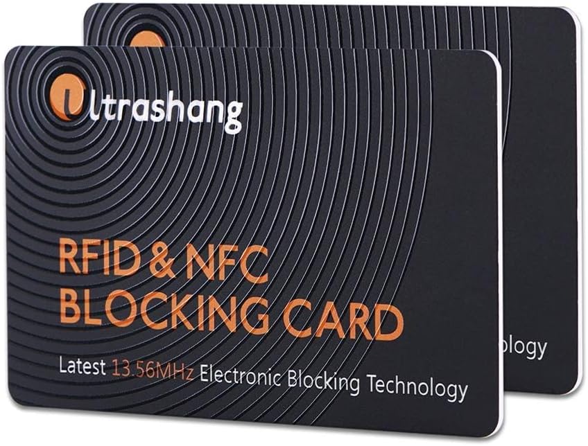 Ultrashang 2Pcs RFID Blocking Card, Fuss-free Protection for Entire Wallet Shield, Credit Card Protector NFC Bank Debit Blocker, Identity Theft Prevention for Passport Travel Security (Ver. 2.0)