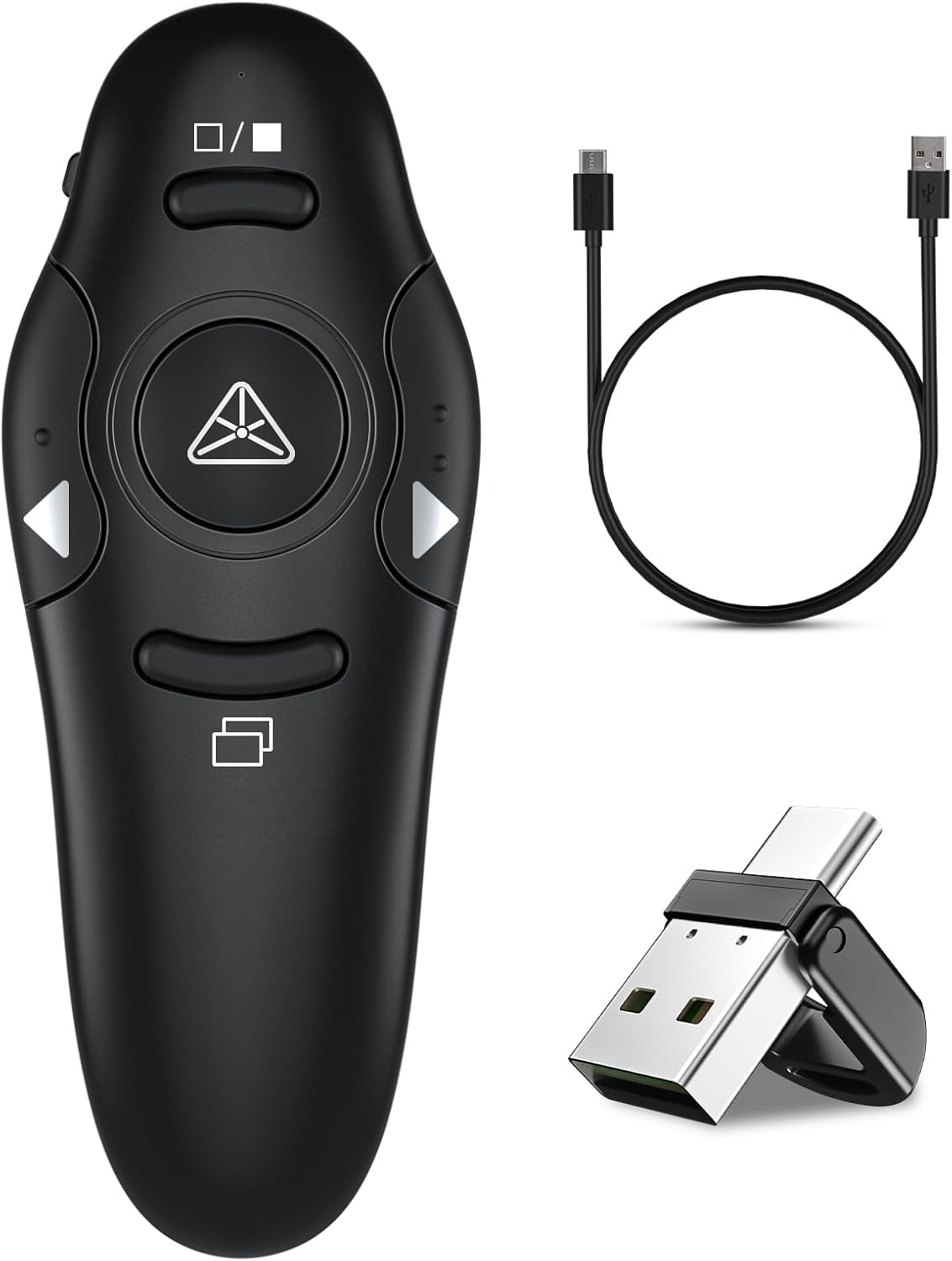 Presentation Clicker, Rechargeable Pointer, 2-in-1 USB Type C Powerpoint Clicker, Clicker for Powerpoint Presentations Slide Advancer, Presentation Clicker Wireless Presenter Remote Clicker