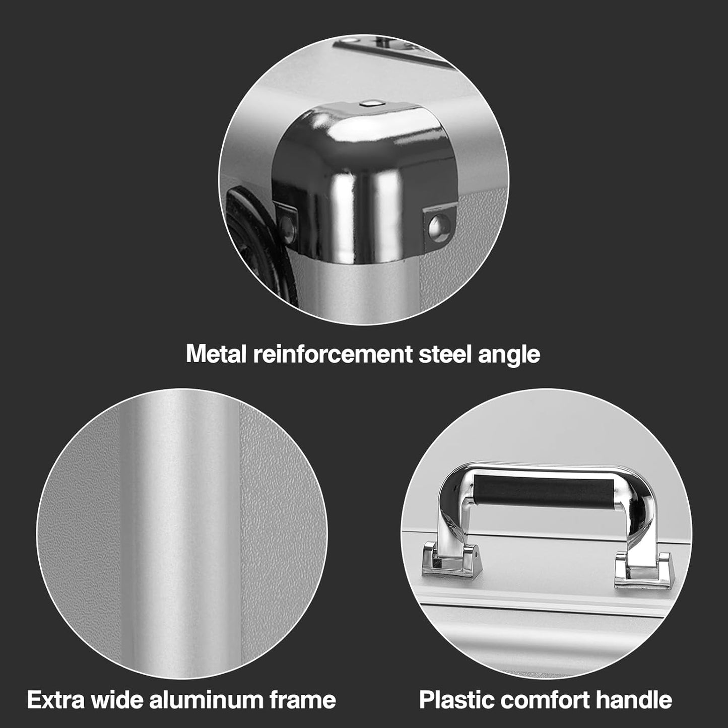 Combination Lock Box - Locking Storage Case with Customizable Foam, 18.9" Portable Lockable Case for Personal Items, Valuables, Documents, Briefcase for Jewelry, Cash, Medications, Silver