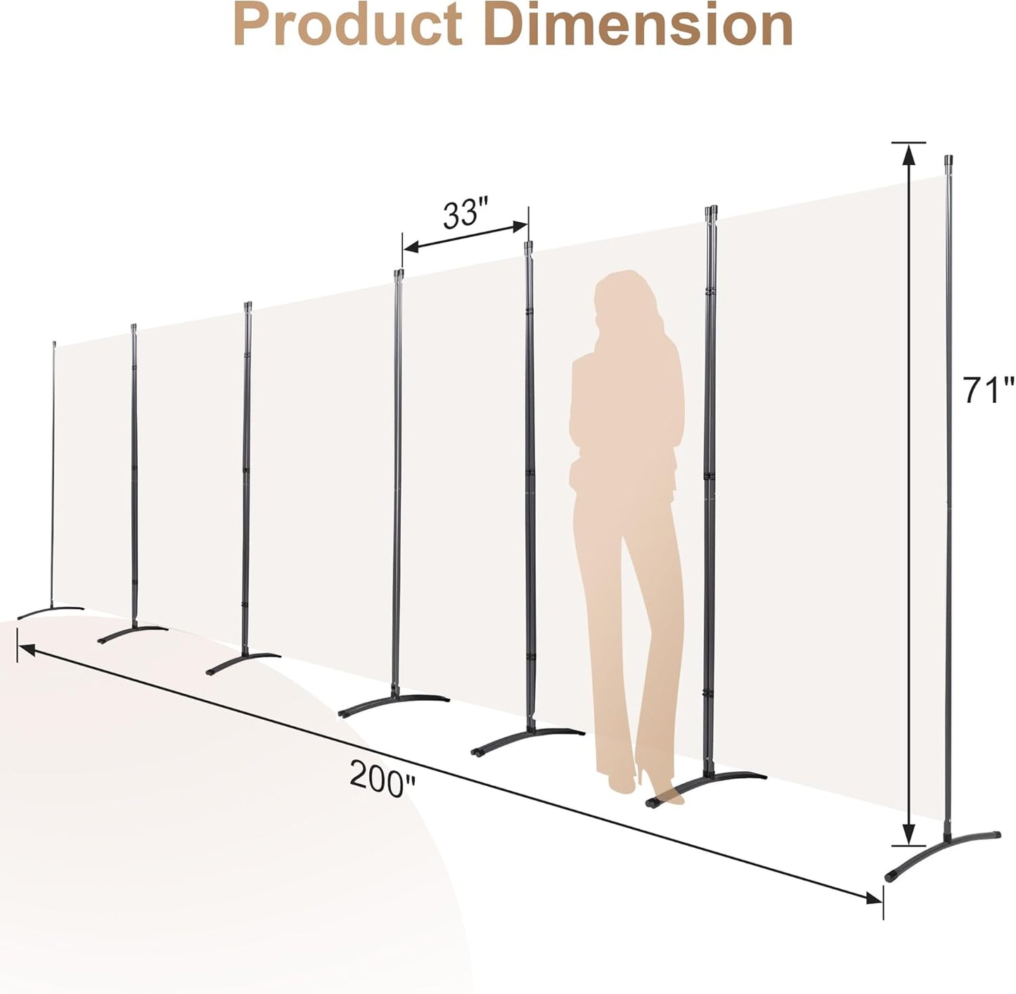 Room Divider-6 Panels White Folding Privacy Screens, 6 ft Partition Room Dividers Wall for Separation, Home, Office, Classroom, Studio