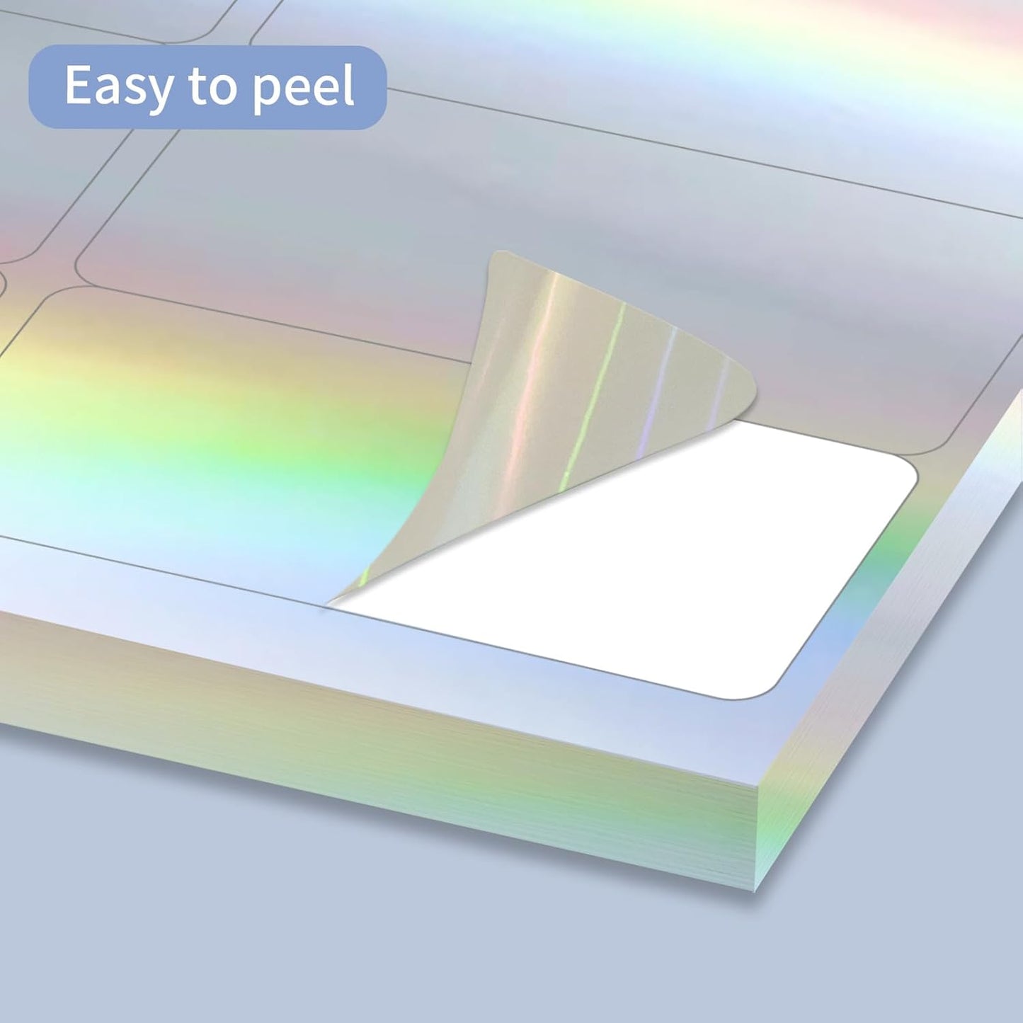 STARLIBOO Shipping Labels Stickers, 2"×4" Printable Holographic Mailing Labels for Laser/Inkjet Printing- Matte, Permanent Adhesive Sticker (Holographic Silver)