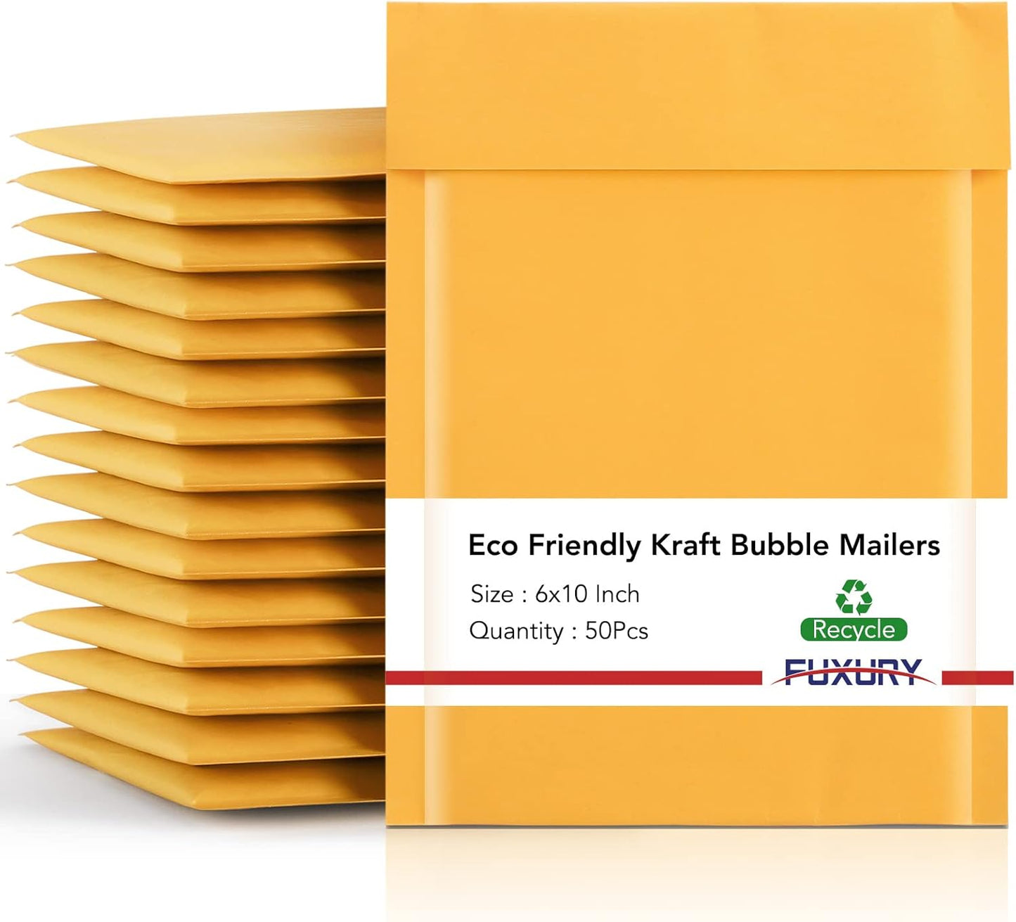 Fuxury Kraft Bubble Mailer 6x10 Inch 50 Pack，Strong Adhesion Padded Envelopes,Self Seal Bubble Envelopes, Waterproof Cushioned Bubble Mailers Packaging for Small Business，Bulk #0 Mailers Yellow