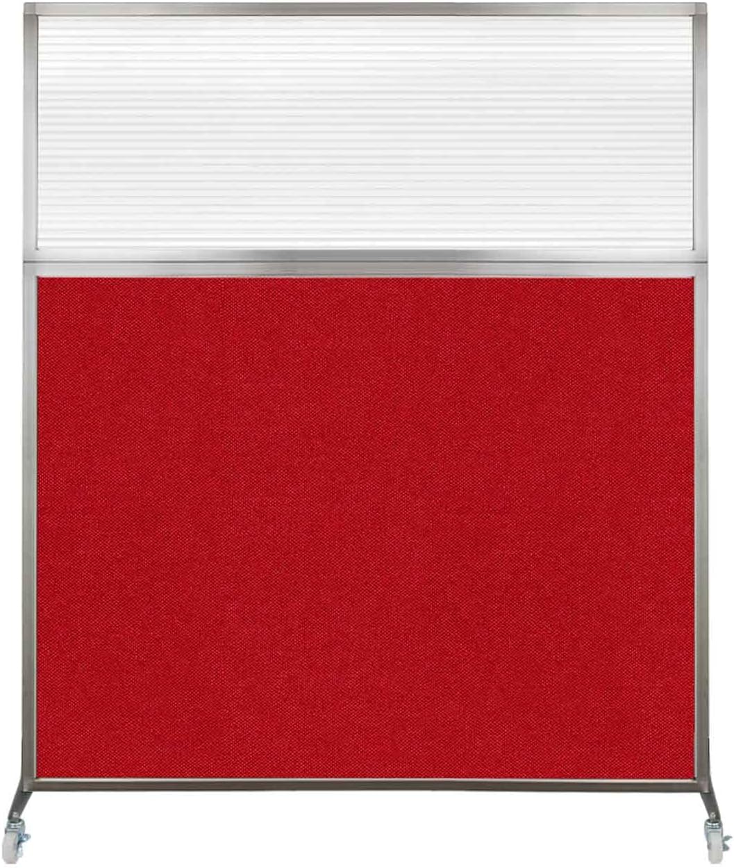 Versare Hush Screen Portable Room Divider with Wheels | Workstation Wall Divider | Freestanding Privacy Hush Panels | Clear Fluted Windows | Fabric Office Divider Screen | Great for Room Separation