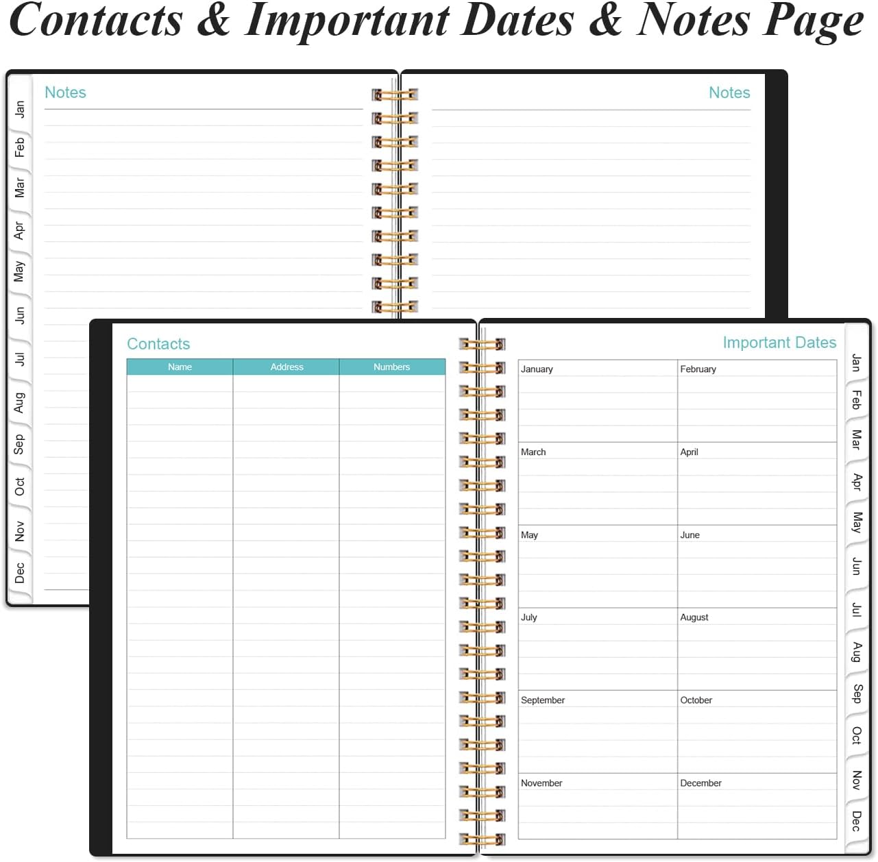 2026 Planner - Weekly and Monthly Calendar Planner from Jan 2026 - Dec 2026, Planner 2026 Spiral Bound with 12 Monthly Tabs, Inner Pocket, Perfect for School Office Supplies, 6.4" x 8.5", Black