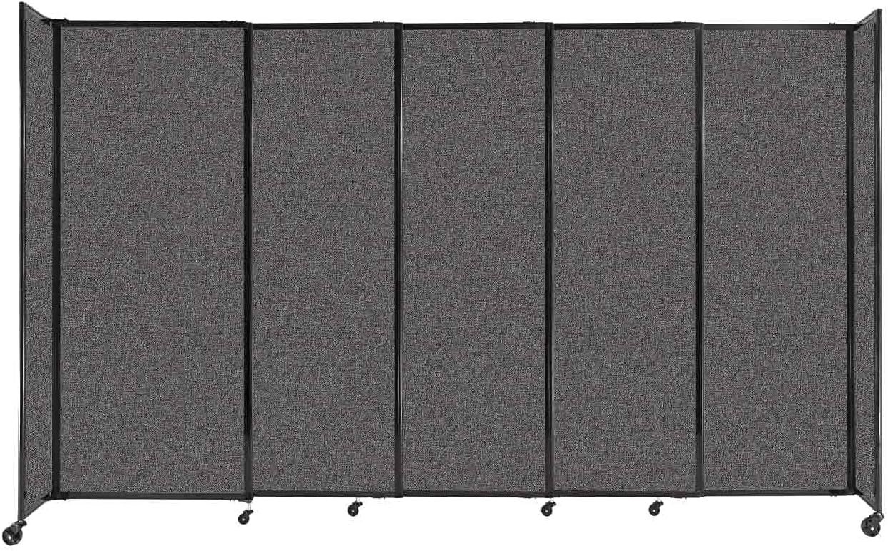 Versare Straightwall Sliding Portable Wall Partition | Freestanding Office Dividers | Locking Wheels | Temporary Room Separator | 11'3'' Wide x 6'10'' Tall Charcoal Gray Fabric Panels