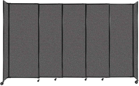 Versare Straightwall Sliding Portable Wall Partition | Freestanding Office Dividers | Locking Wheels | Temporary Room Separator | 11'3'' Wide x 6'10'' Tall Charcoal Gray Fabric Panels