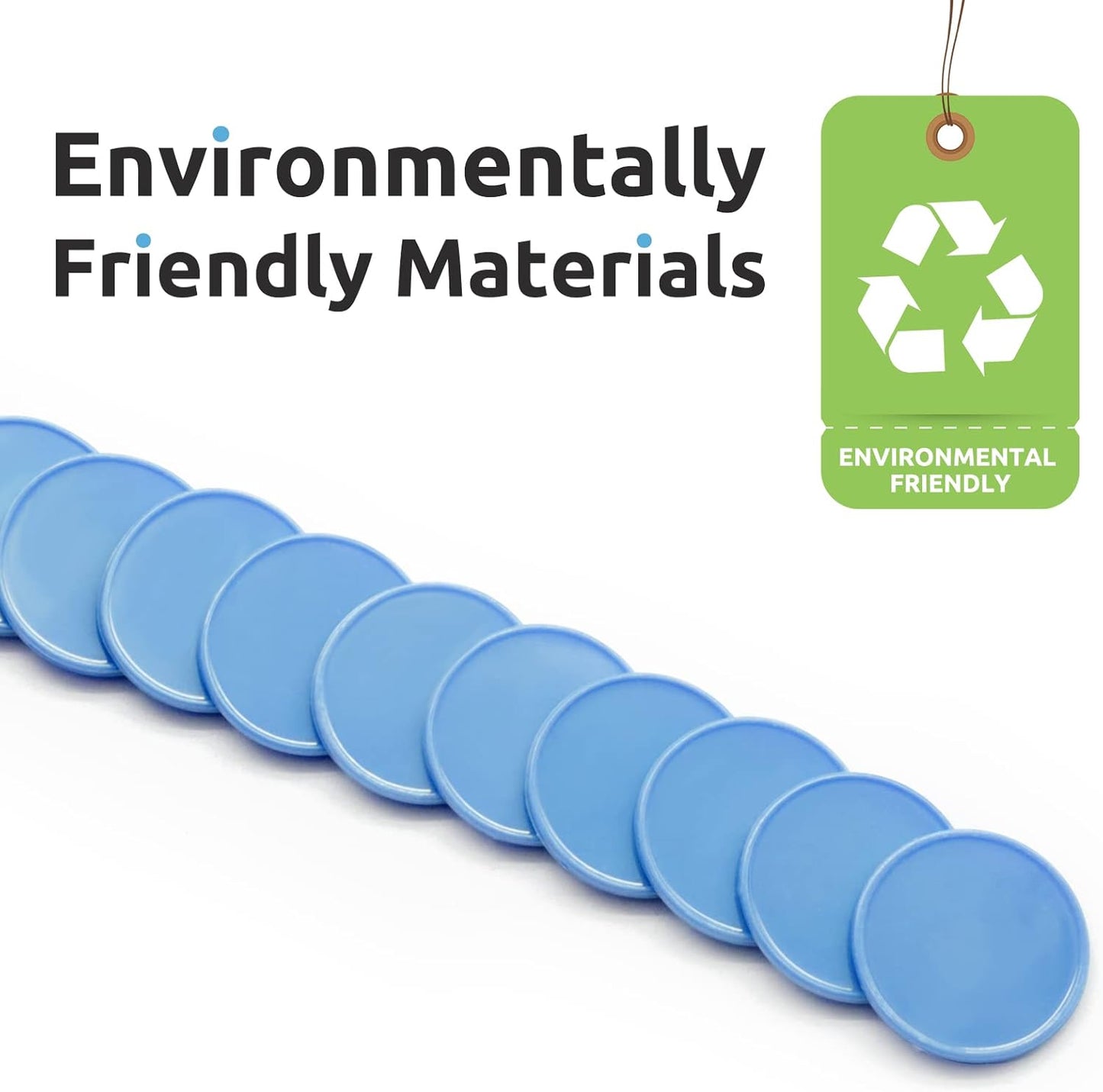 Set of 100 Opaque Plastic Learning Counters Mini Poker Chips Game Tokens with Storage Box (Deepsky Blue, 1.58 Inch)