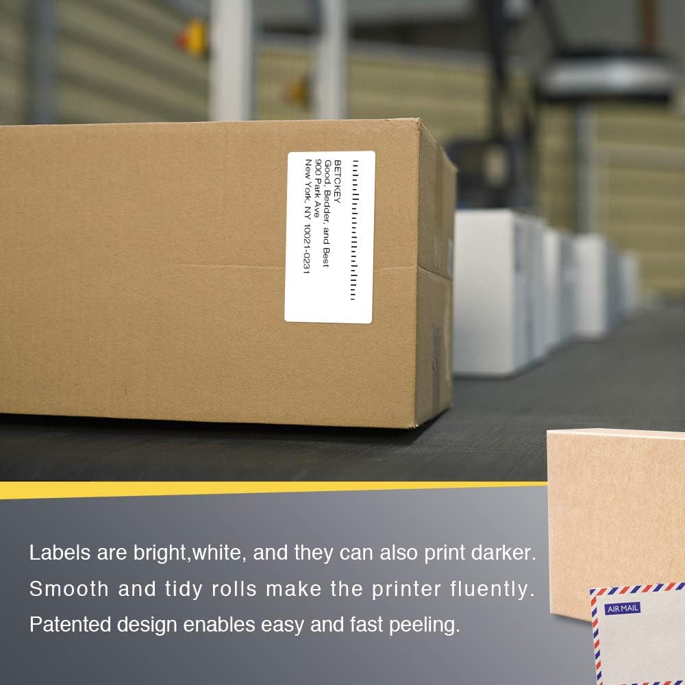 BETCKEY - 4" x 2" (102 mm x 51 mm) Barcode Shipping & Multipurpose Labels Compatible with Zebra & Rollo Label Printer,Premium Adhesive & Perforated [10 Rolls, 7500 Labels]