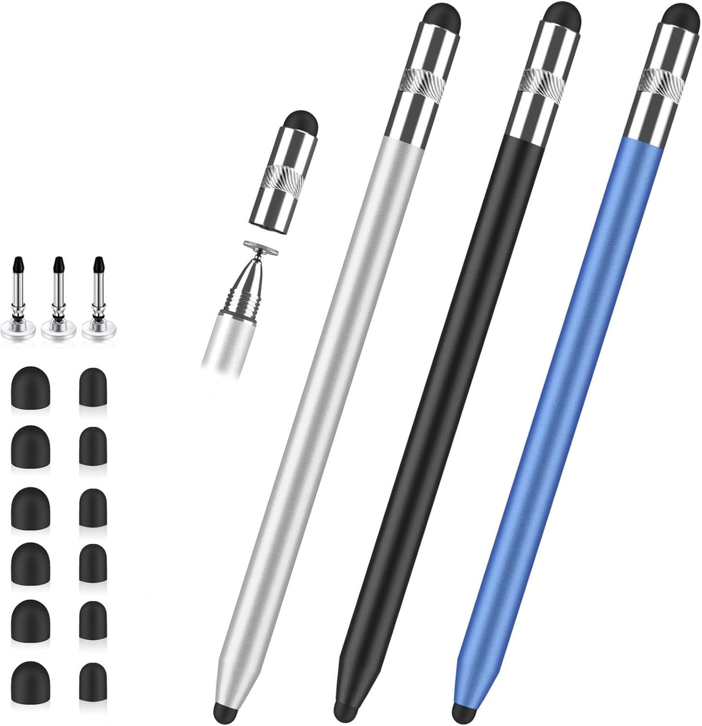 Stylus Pen for Touchscreen, 3-in-1 Rubber Disc Stylus, High Sensitivity and Precision, Universal Stylus Pen Compatible for Ipad,iPhone Android Kindle All Capacitive Tablets