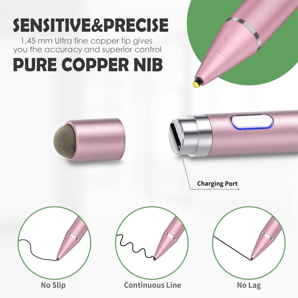 Active Stylus Pen for Touch Screens,Dual Pen Tips for iOS & Android Drawing & Writing,High Precise Digital Pencil for Apple iPhone 16/15/14/13/12/11/X/8,iPad Air/Pro/Mini,Phone/Tablet/Sam-sung/Kin-dle