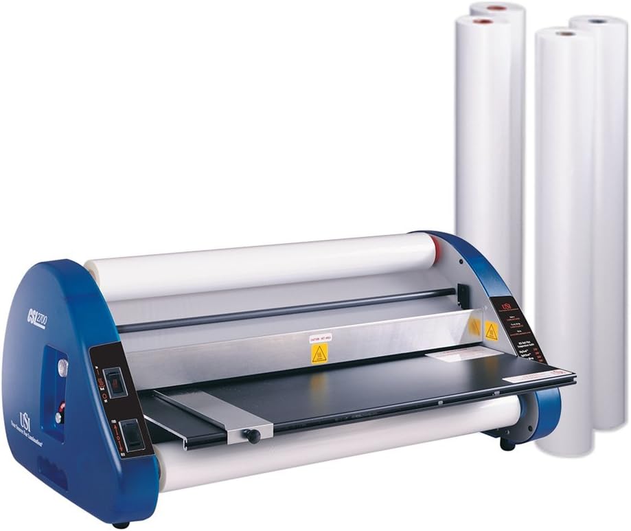 USI CSL 2700 Thermal (Hot) Roll Laminator Kit, Laminates Films up to 27” Wide and 3 Mils Thick, UL Listed, Includes 4 Rolls of Premium 27”, 3 Mil Opti Clear Film, Industry's Best 2-Year Warranty