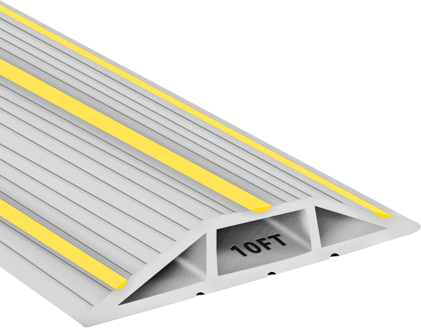 Papillon Cable Protector 3-Channel Heavy Duty Cord Cover - Floor Wire Concealer Easy to Unroll for Home Office Warehouse (10Ft, Grey)