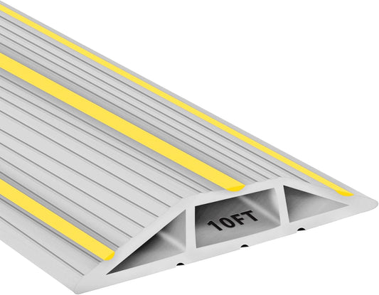 Papillon Cable Protector 3-Channel Heavy Duty Cord Cover - Floor Wire Concealer Easy to Unroll for Home Office Warehouse (10Ft, Grey)