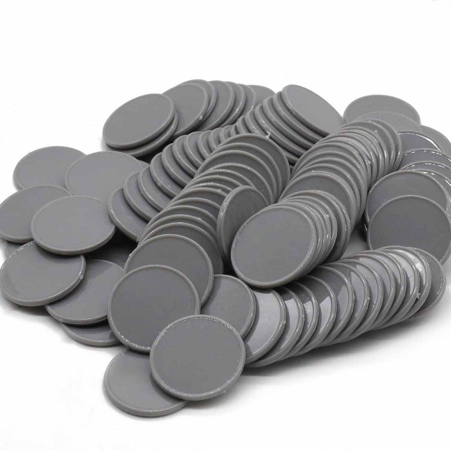 Set of 100 Opaque Plastic Learning Counters Mini Poker Chips Game Tokens with Storage Box (Gray, 1 Inch)