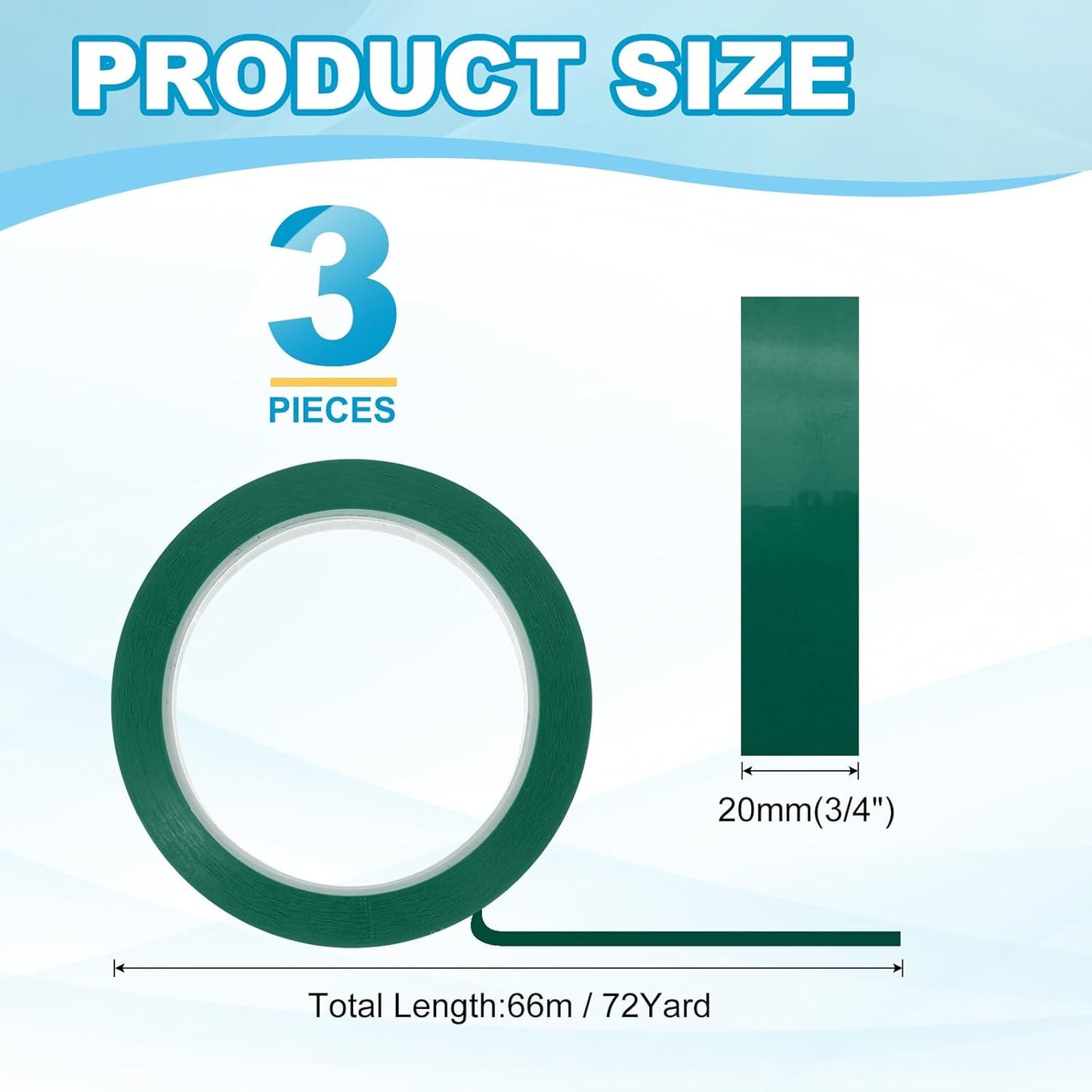 MECCANIXITY Whiteboard Tape 3/4" x 72 Yard Pinstripe Graphic Chart Line Grid Marking Tapes for Classroom Office Dry Erase Board Art, Green, Pack of 3