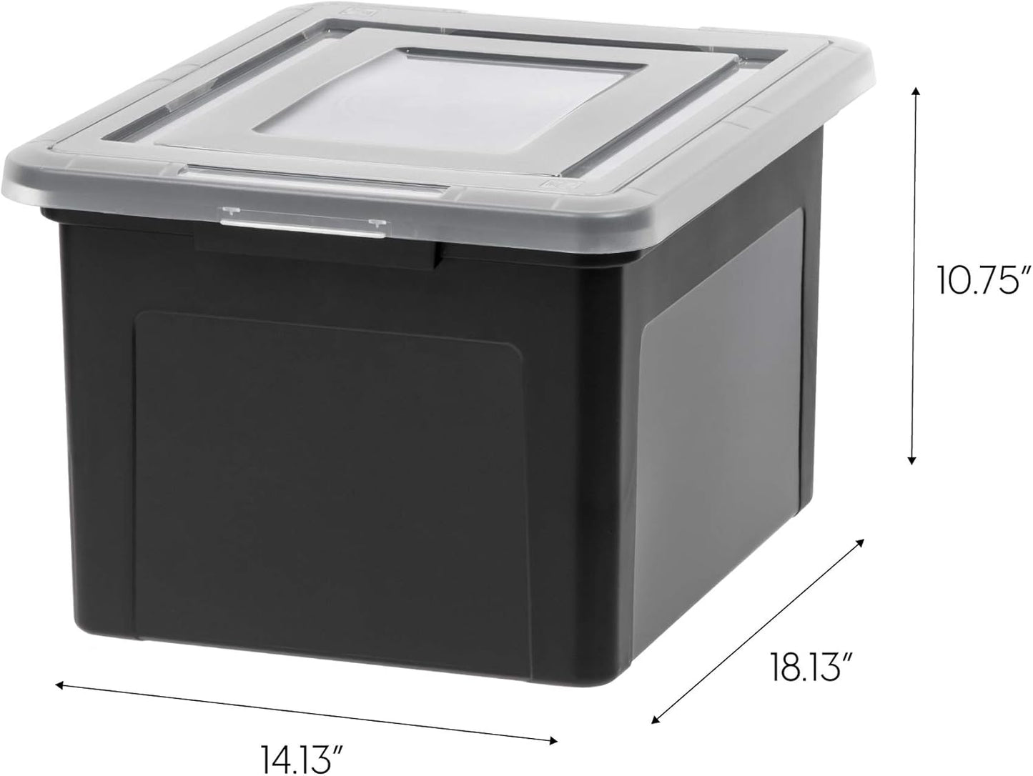 IRIS USA File Box File Organizer Plastic File Box for Letter/Legal File, BPA-Free Plastic Storage Bin Tote Organizer with Durable and Secure Latching Lid, Stackable and Nestable, Black 35 Qt. 1Pack
