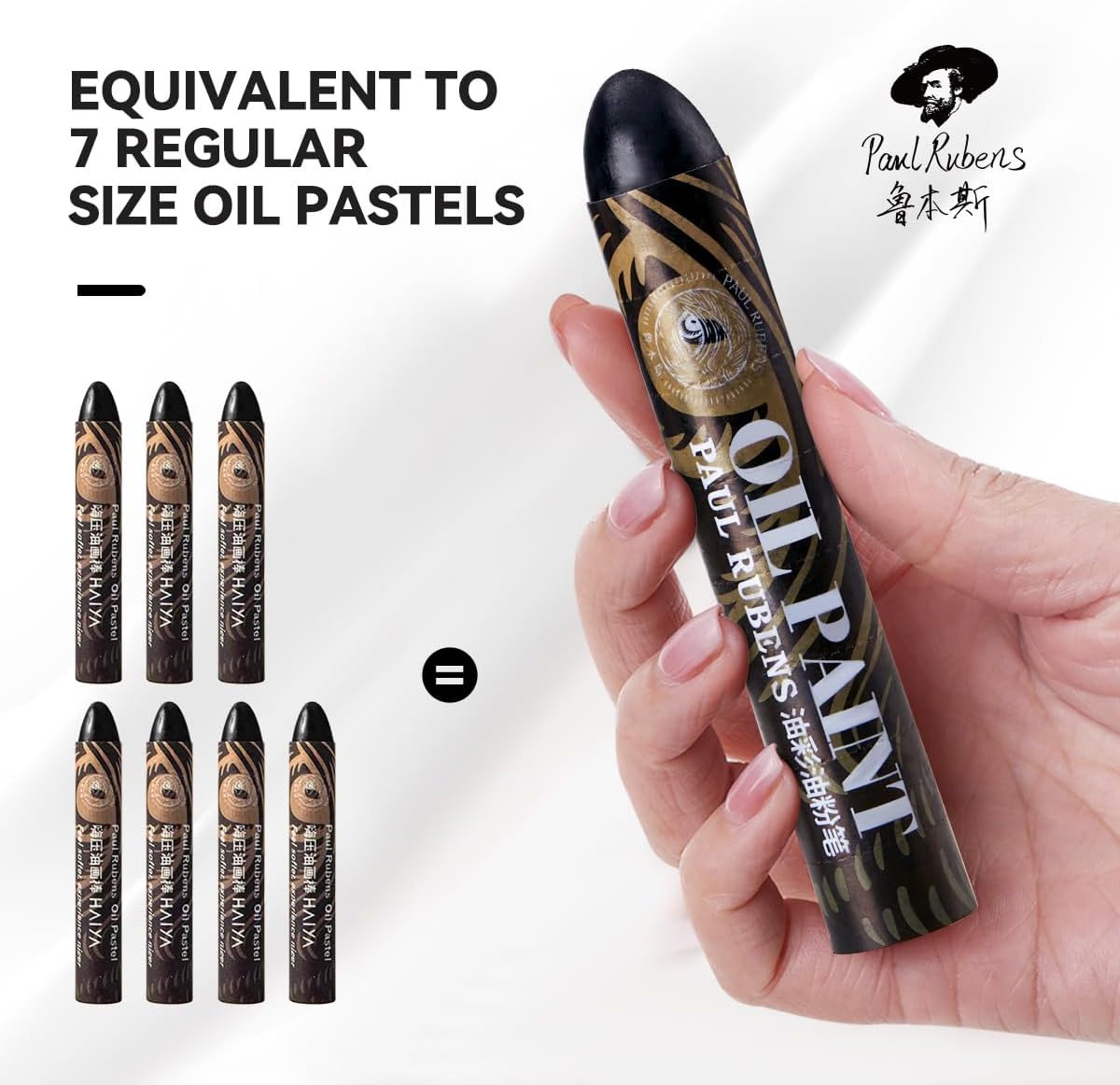 Paul Rubens Jumbo Black Oil Pastels - 2 Pack (60g Each, 0.79"x4.72"), Extra Soft & Creamy, Professional Blendable Pastel Sticks for Artists, Students, Sketching & Large Areas