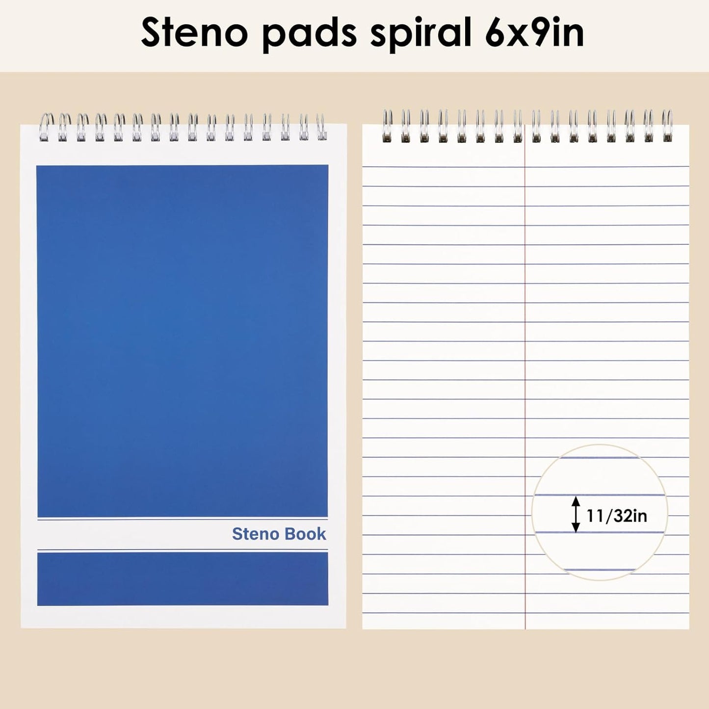 LABUK 15 Pack Steno Pads 6x9 Inches 80 Sheets Spiral Steno Notebooks Gregg Rule, Pocket Notebooks Colorful Covers with Top Spiral Pads for School, University, College, Work, Office