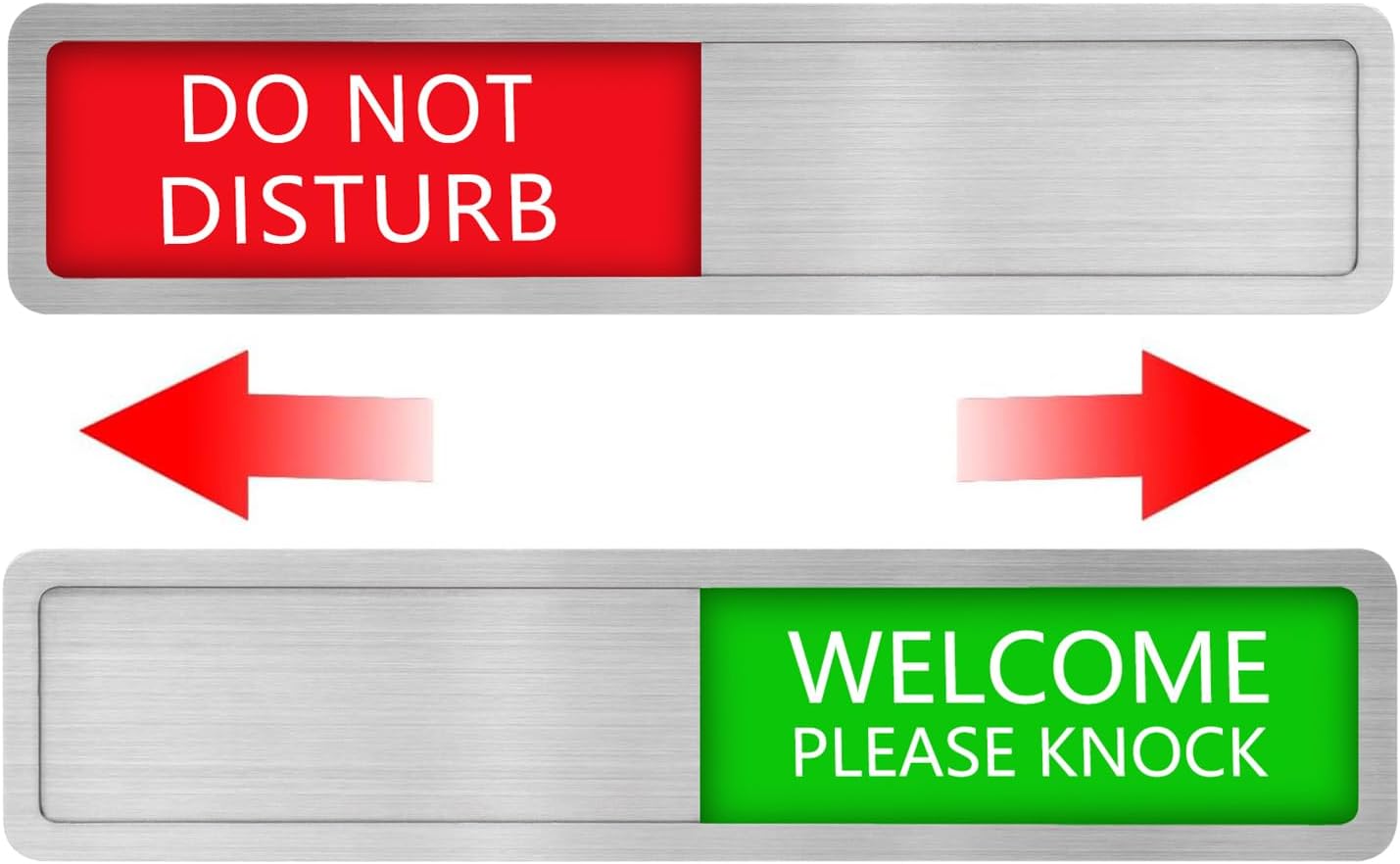 Kichwit 304 Stainless Steel Do Not Disturb Sign, Privacy for Offices or Homes, Welcome Please Knock, Silver