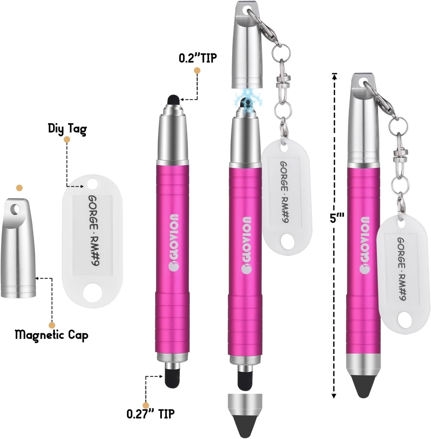 Stylus Pen for iPhone, Universal Capacitive Stylist Pens for Touch Screens with Magnetic Cap, Kids Stylus Pens Pencil for Ipad iPhone Mini Pro Air Chromebook Kindle Samsung - Pink
