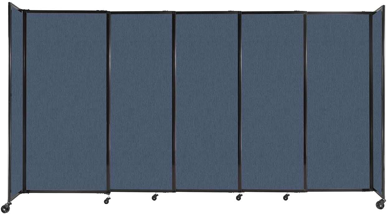 Versare Straightwall Sliding Portable Wall Partition | Freestanding Office Dividers | Locking Wheels | Temporary Room Separator | 11'3'' Wide x 6' Tall Ocean Fabric Panels