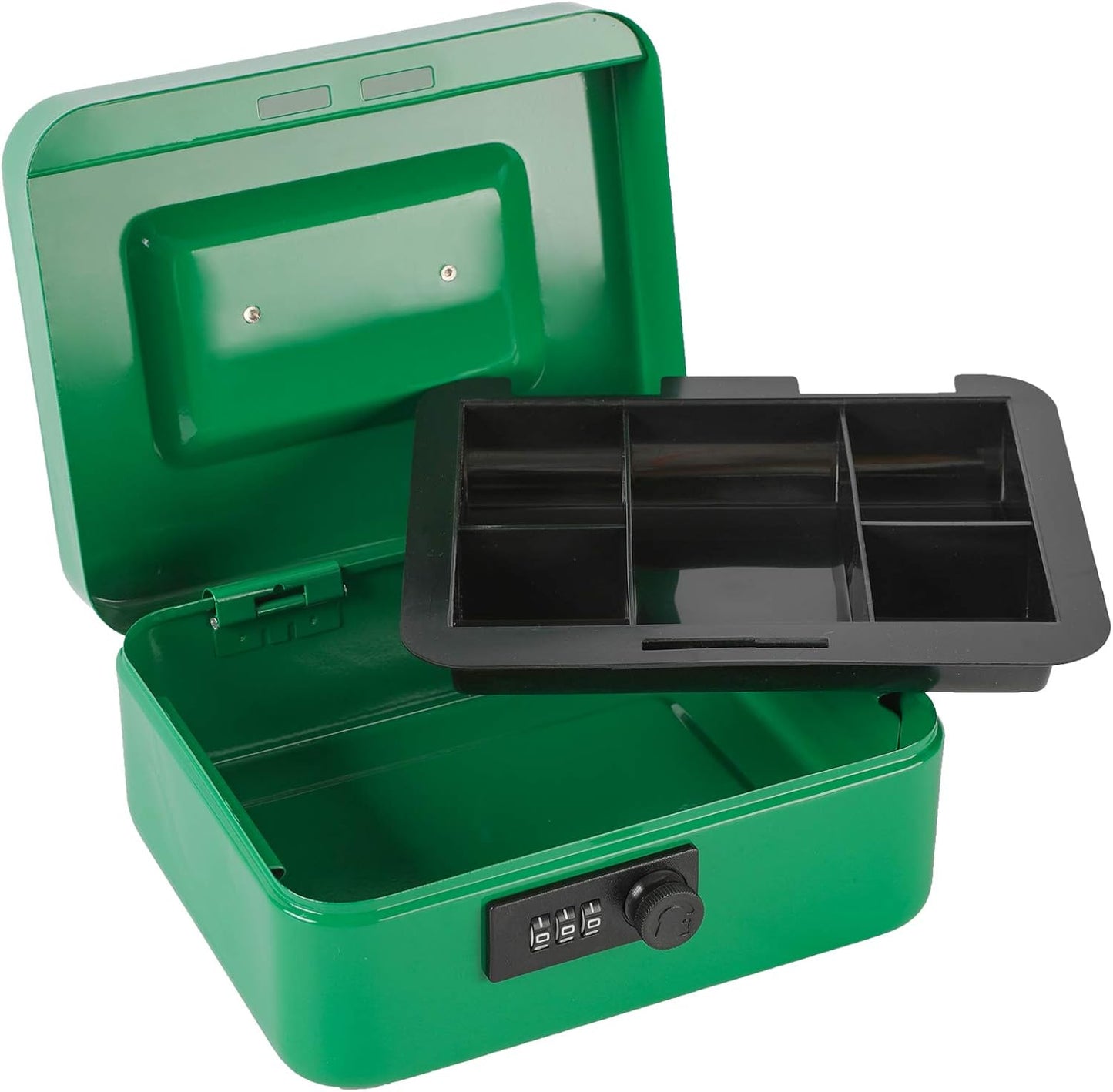 xydled Cash Box with Money Tray,Locking Cash Box with Combination Lock,Money Box with Removable Coin Tray,Medium,7.87"x 6.30"x 3.54",Green