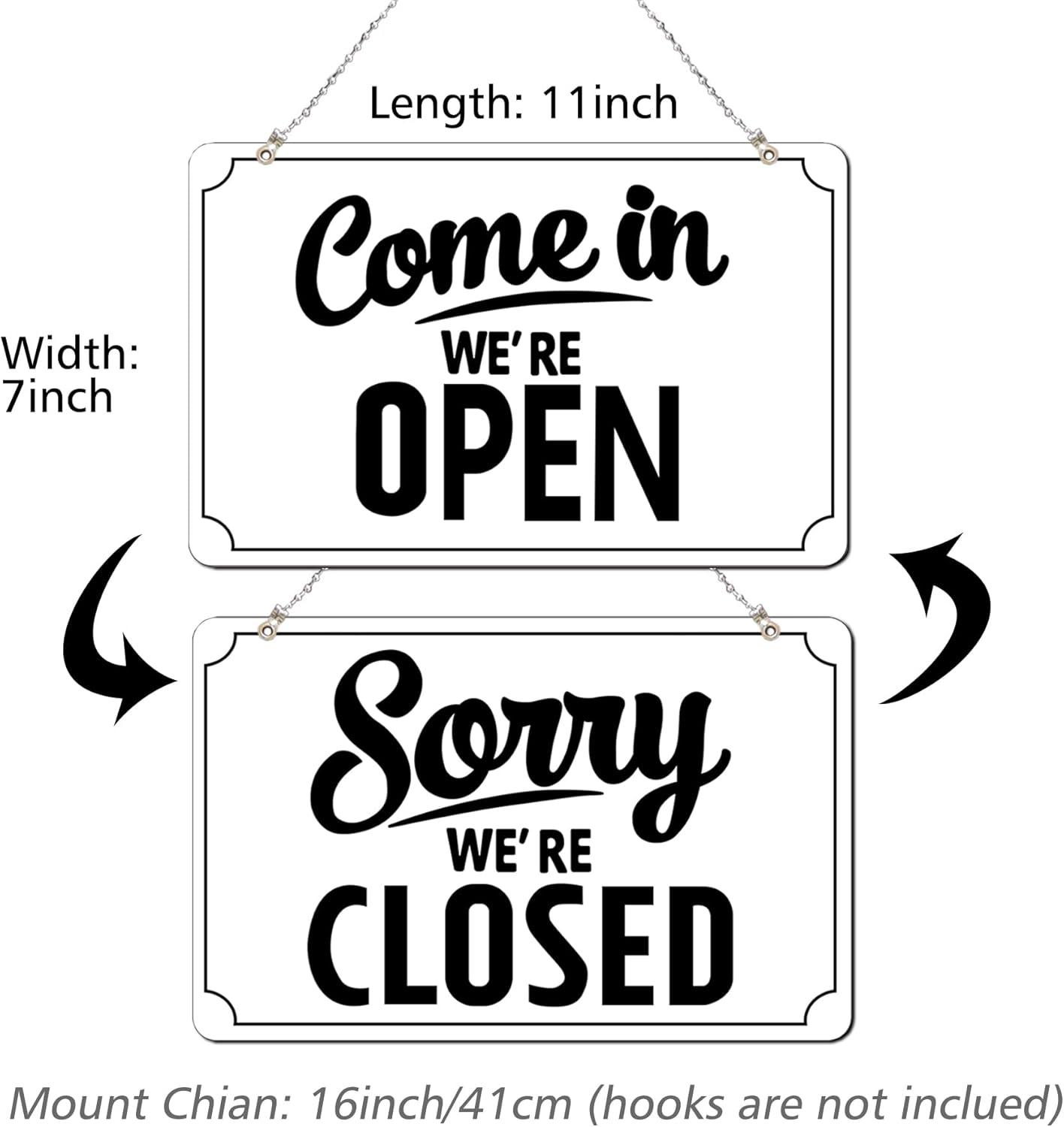 Open Closed Signs Business Hours Sign Set for Window Door Open Signs for Business Hour Closed Open Flip Sign Store Resturant Bar White