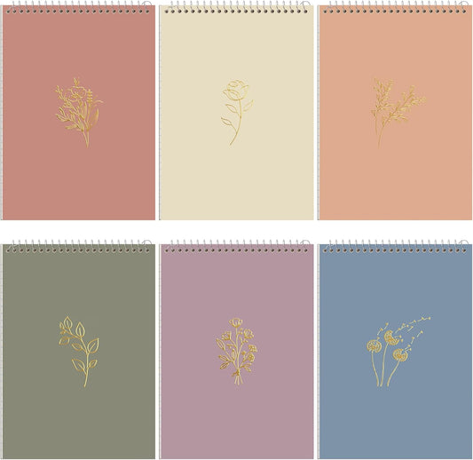 6 Pack 8.5 x 11'' Top Bound Office Steno Book Wide Ruled Double Sided Spiral Notebooks Reliable White Paper 70 Sheets/Pad Pastel Colors Covers for Writing School Notes(Hot Stamping)