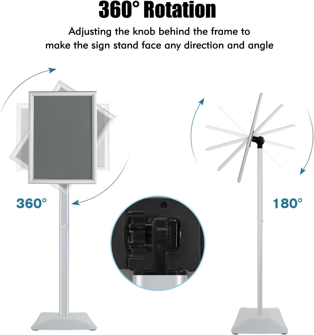 Sign Stand for Display, 11lbs Integrated Rod Heavy Duty Pedestal Floor Signage Stand Holder, for Outdoor or Indoor Advertising (11 x 17, Silver)