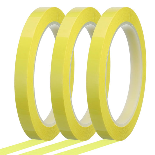 MECCANIXITY Whiteboard Tape 3/8" x 72 Yard Pinstripe Graphic Chart Line Grid Marking Tapes for Classroom Office Dry Erase Board Art, Light Yellow, Pack of 3