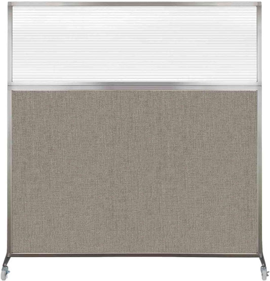 Versare Hush Screen Portable Room Divider with Wheels | Workstation Wall Divider | Freestanding Privacy Hush Panels | Clear Fluted Windows | Fabric Office Divider Screen | Great for Room Separation