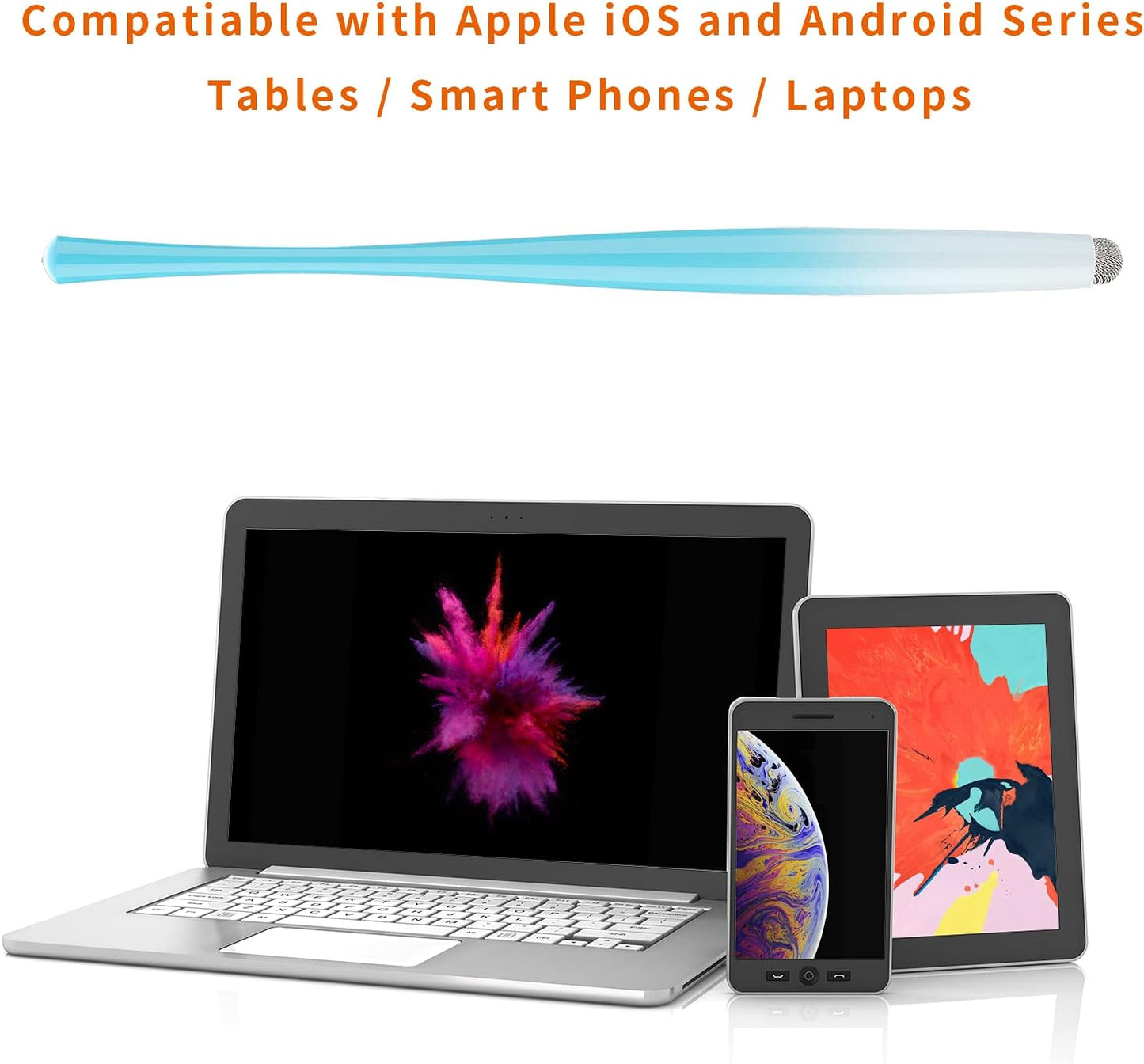 Slim Waist Stylus Pens for Touch Screens, Stylus for iPhone, iPad, Kindle Fire Including 8 Extra Replacement Fiber Tips (Colorful Pink, Purple, Blue, Yellow)