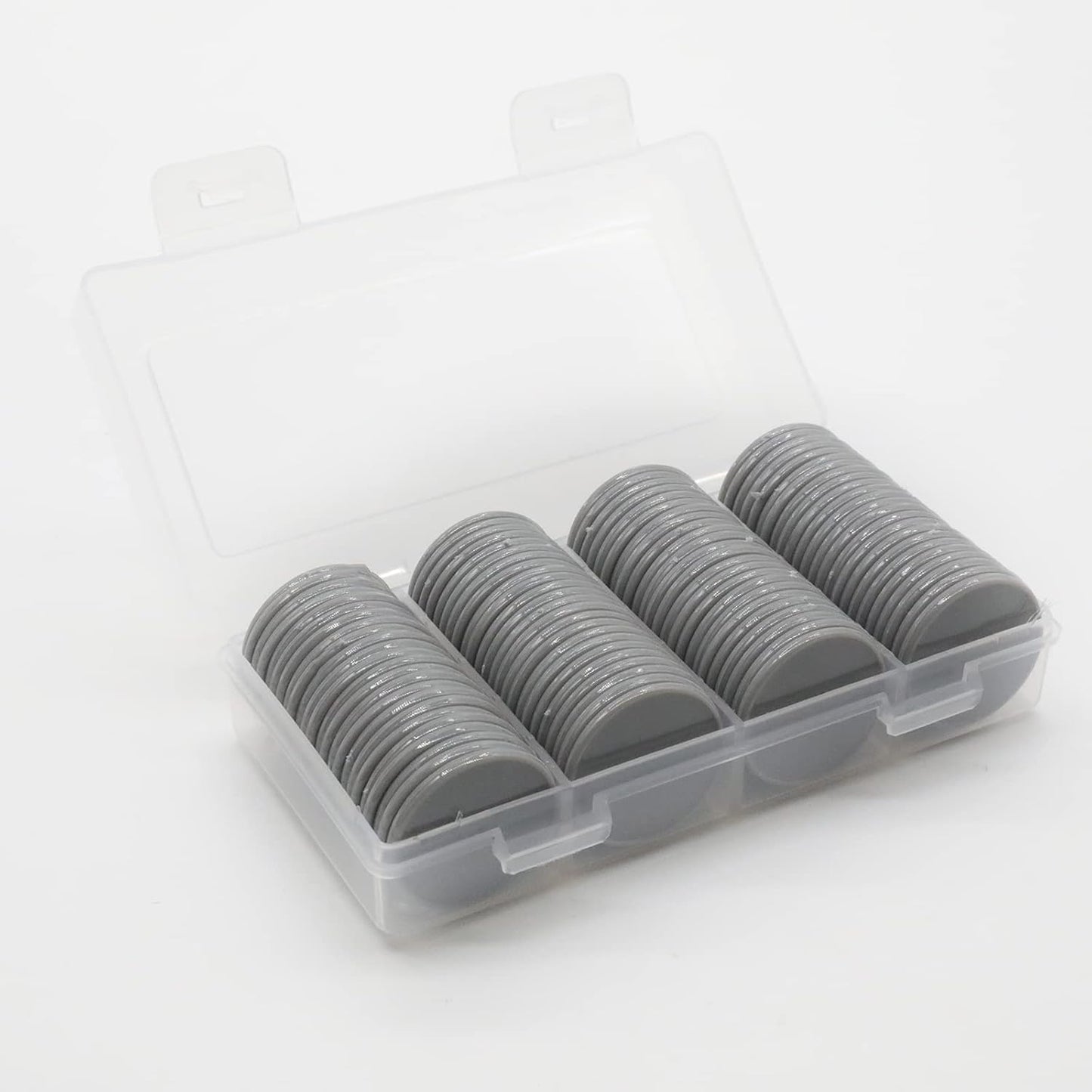 Set of 100 Opaque Plastic Learning Counters Mini Poker Chips Game Tokens with Storage Box (Gray, 1.58 Inch)