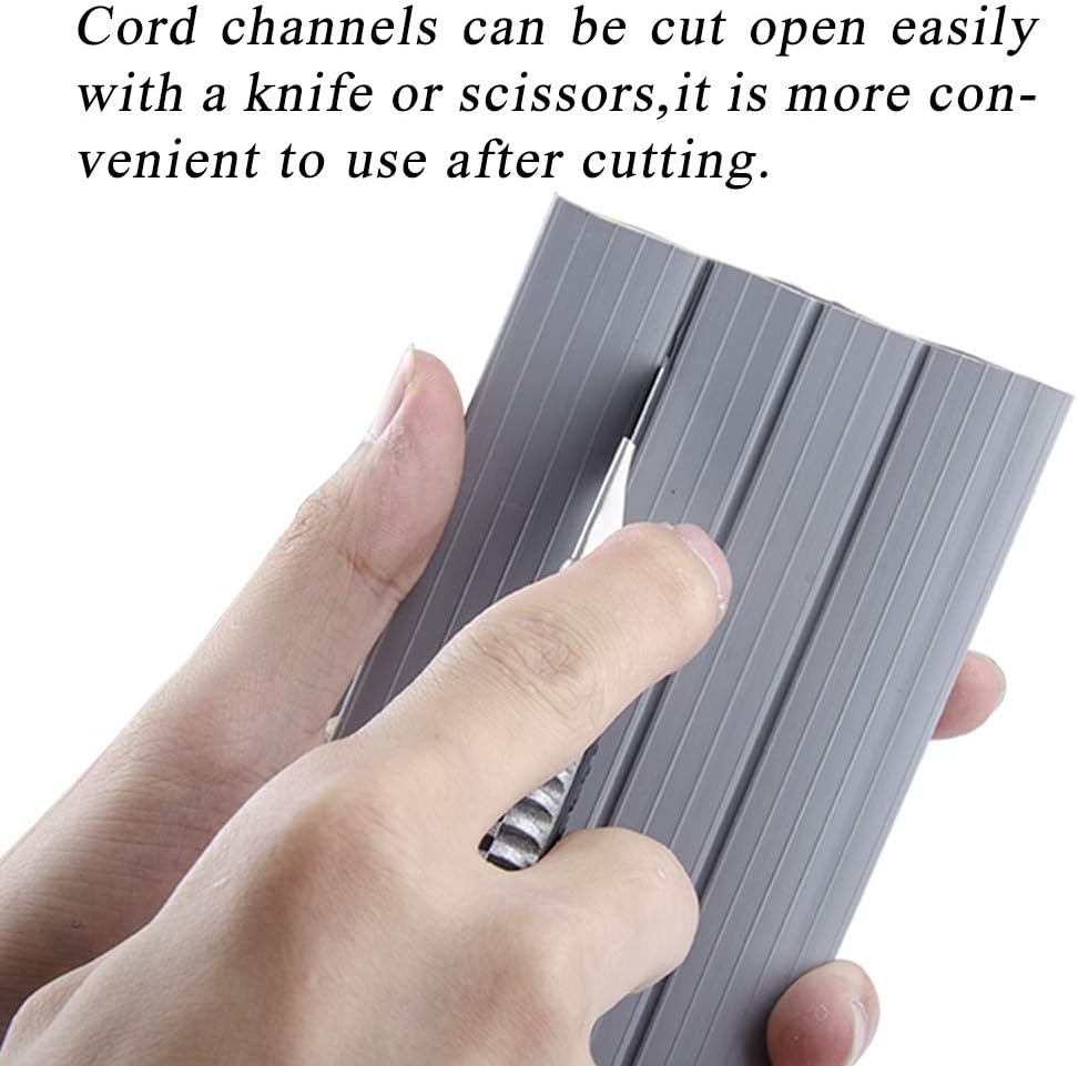 10Ft Cord Cover Heavy Duty Cable Protector 3 Channels Contains Cords Cables and Wires Easy to Unroll-Conceal Wires of Home Office Warehouse Workshop Concerts or Other Outdoors Surround (Gray-10Ft)