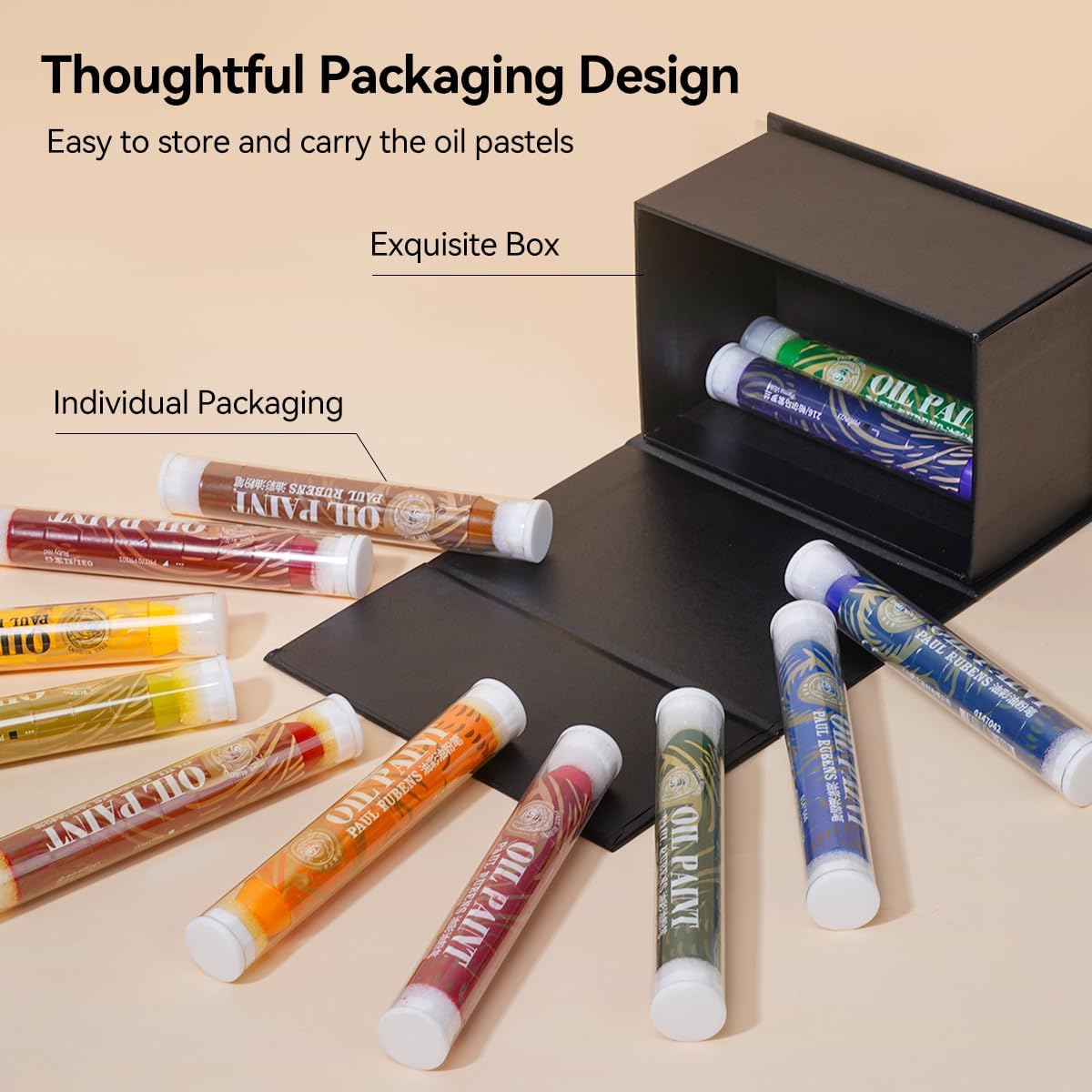 Paul Rubens Large Oil Pastels Set - 12 Colors B (0.79" x 4.72" Jumbo Sticks), Vibrant Colors, Creamy Texture and Blends Easily for Artists, Students and Professionals, Ideal for Filling in Large Areas