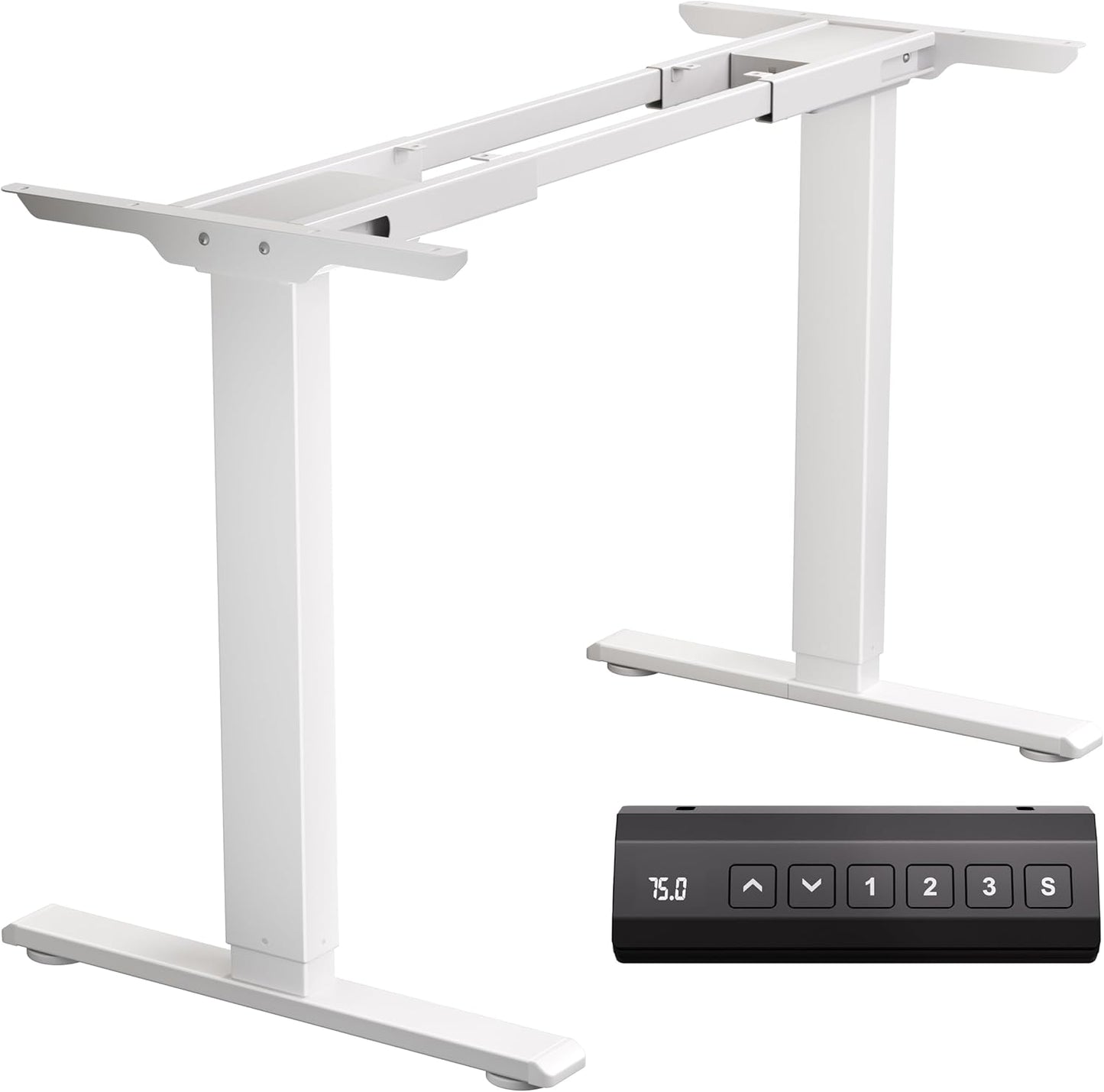 Dual Motor Electric Adjustable Standing for up to 90″ x 44″Desktop,330 lbs Weight Capacity,Computer Desk for Home and Office, White Frame Only
