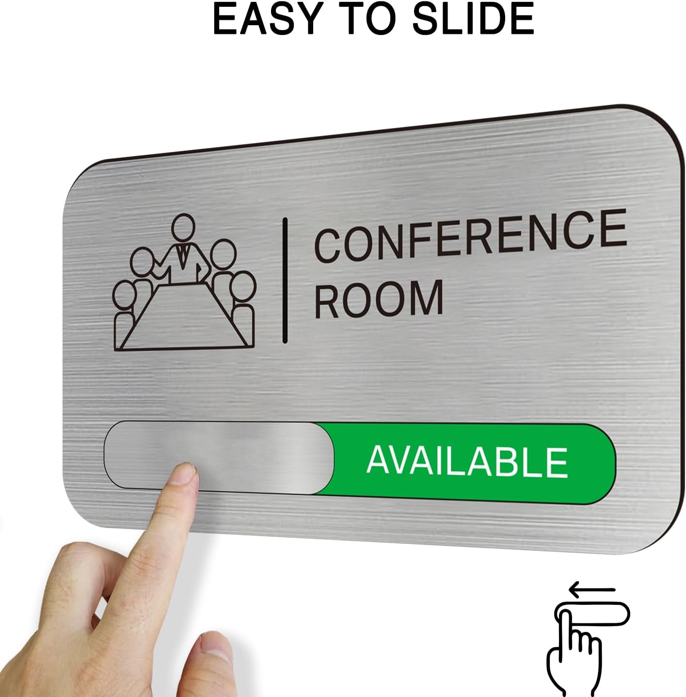 Acrylic Office Meeting Room Door Sign, 8.8 x 5.1 inches, Silver, Minimalist Style